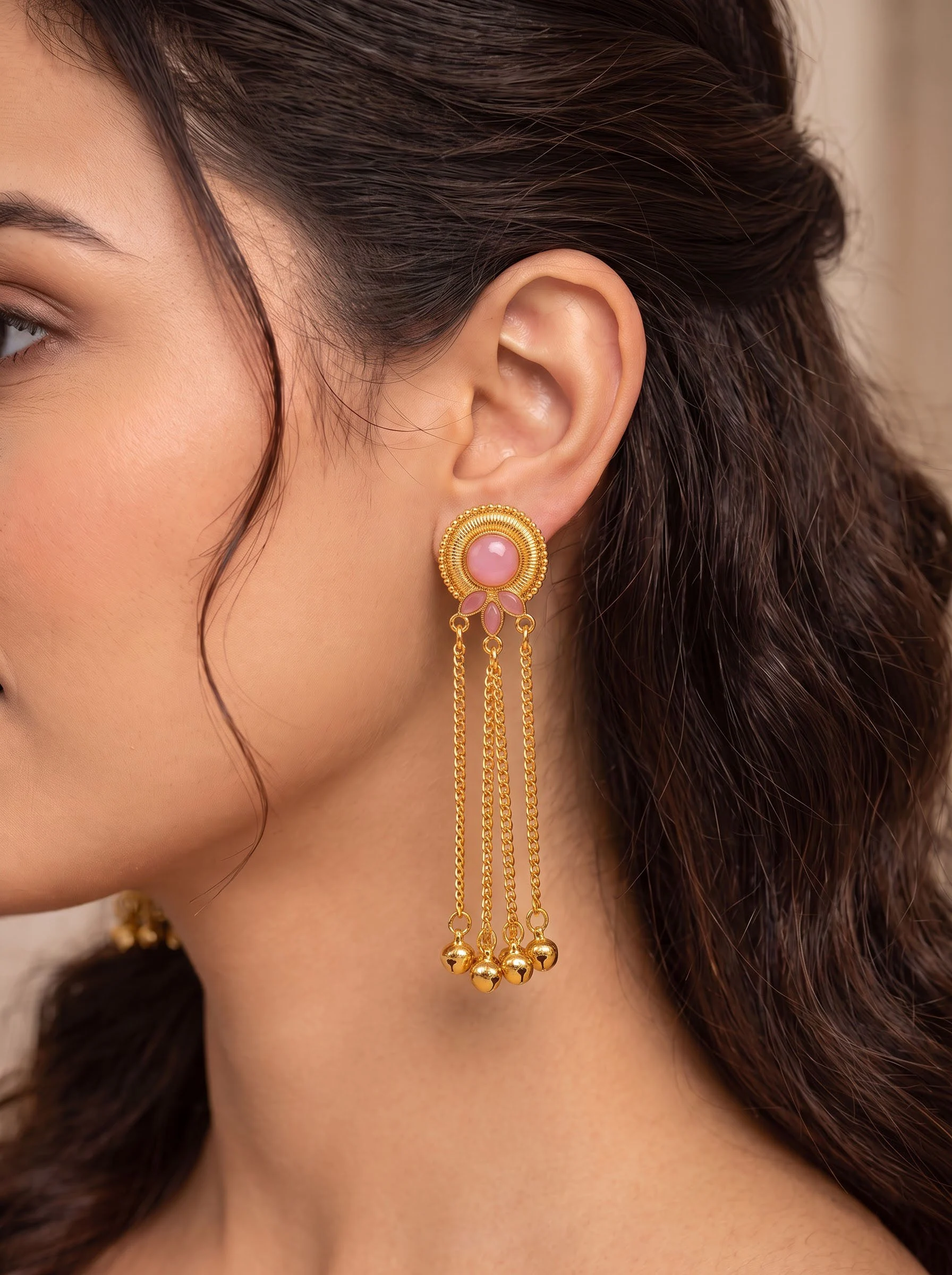 Blush Cascade Chain Earrings - Image 5