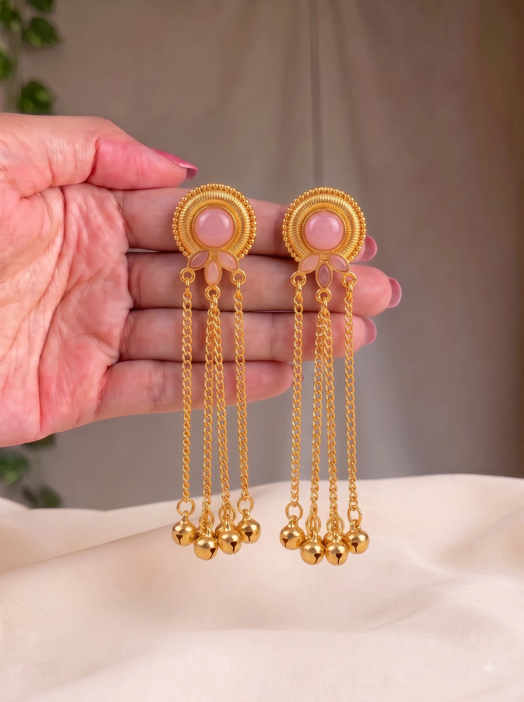 Blush Cascade Chain Earrings - Image 4