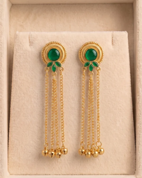 Emerald Grace Chain Drop Earrings