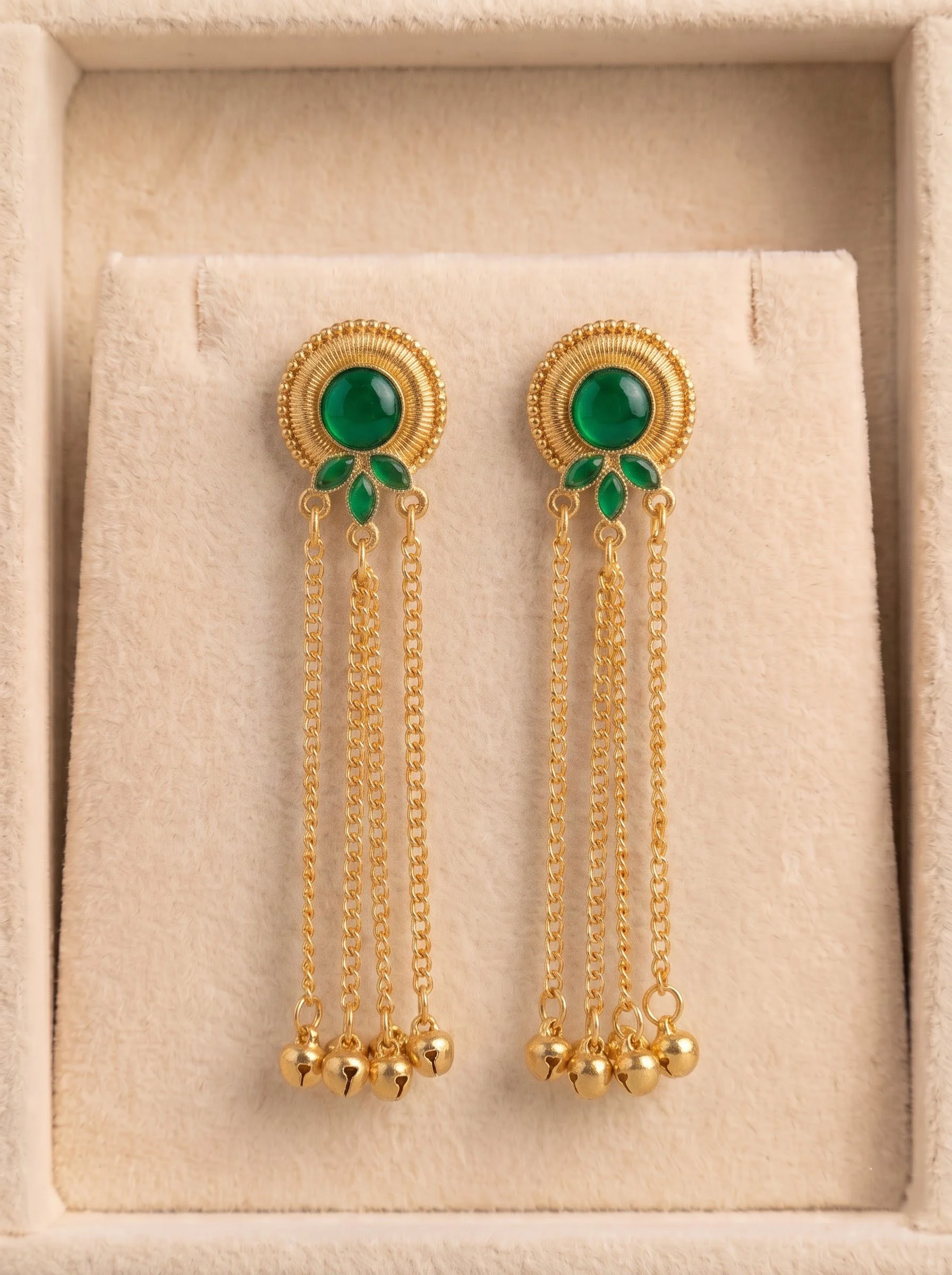 Emerald Grace Chain Drop Earrings