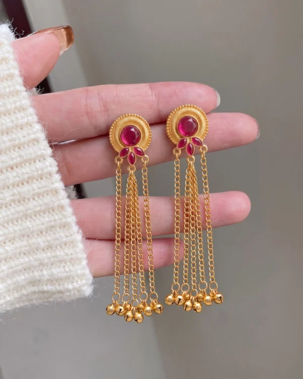 Ruby Charm Cascade Chain Earrings