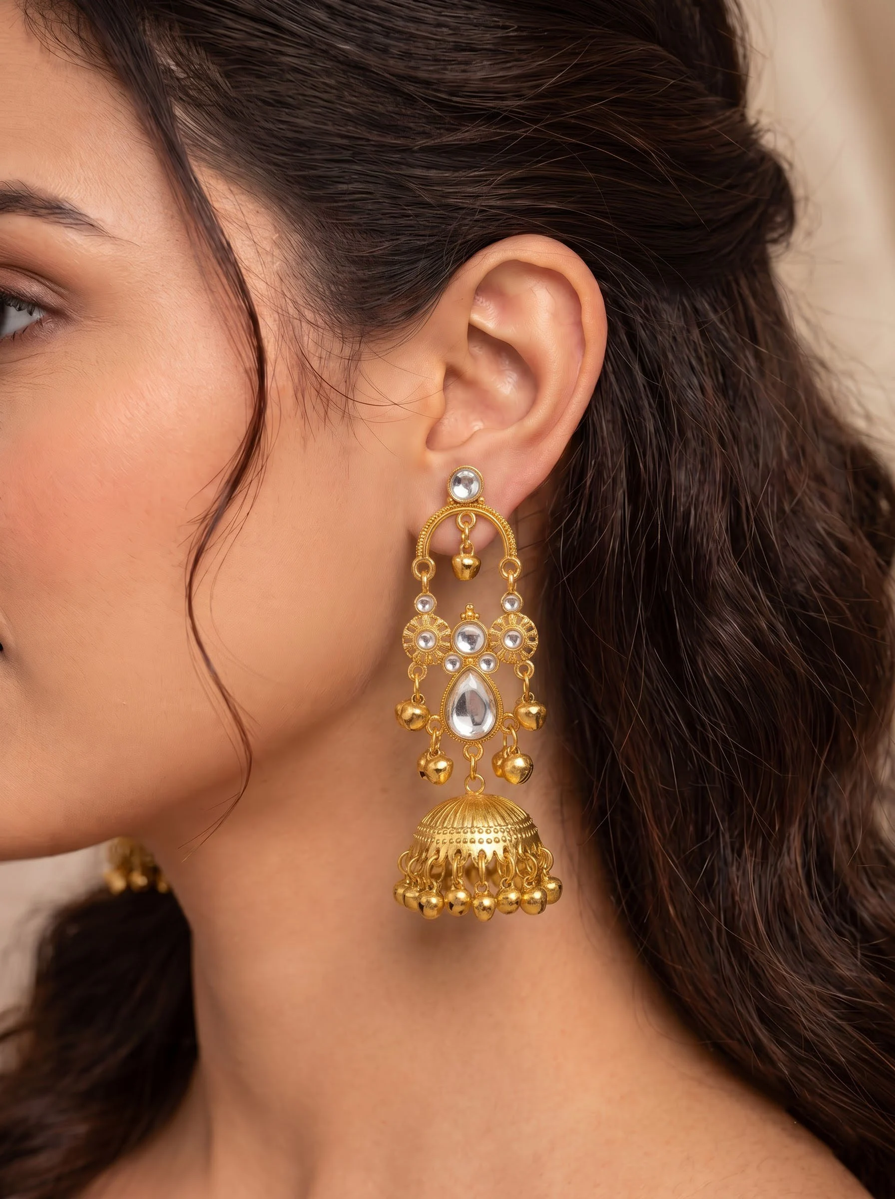 Kundan Glow Jhumka - Image 5