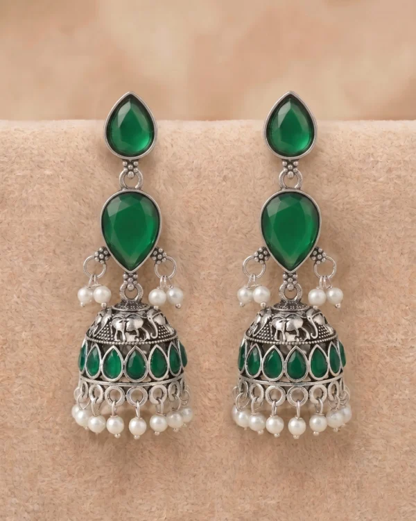Emerald Grace Jhumka Earrings