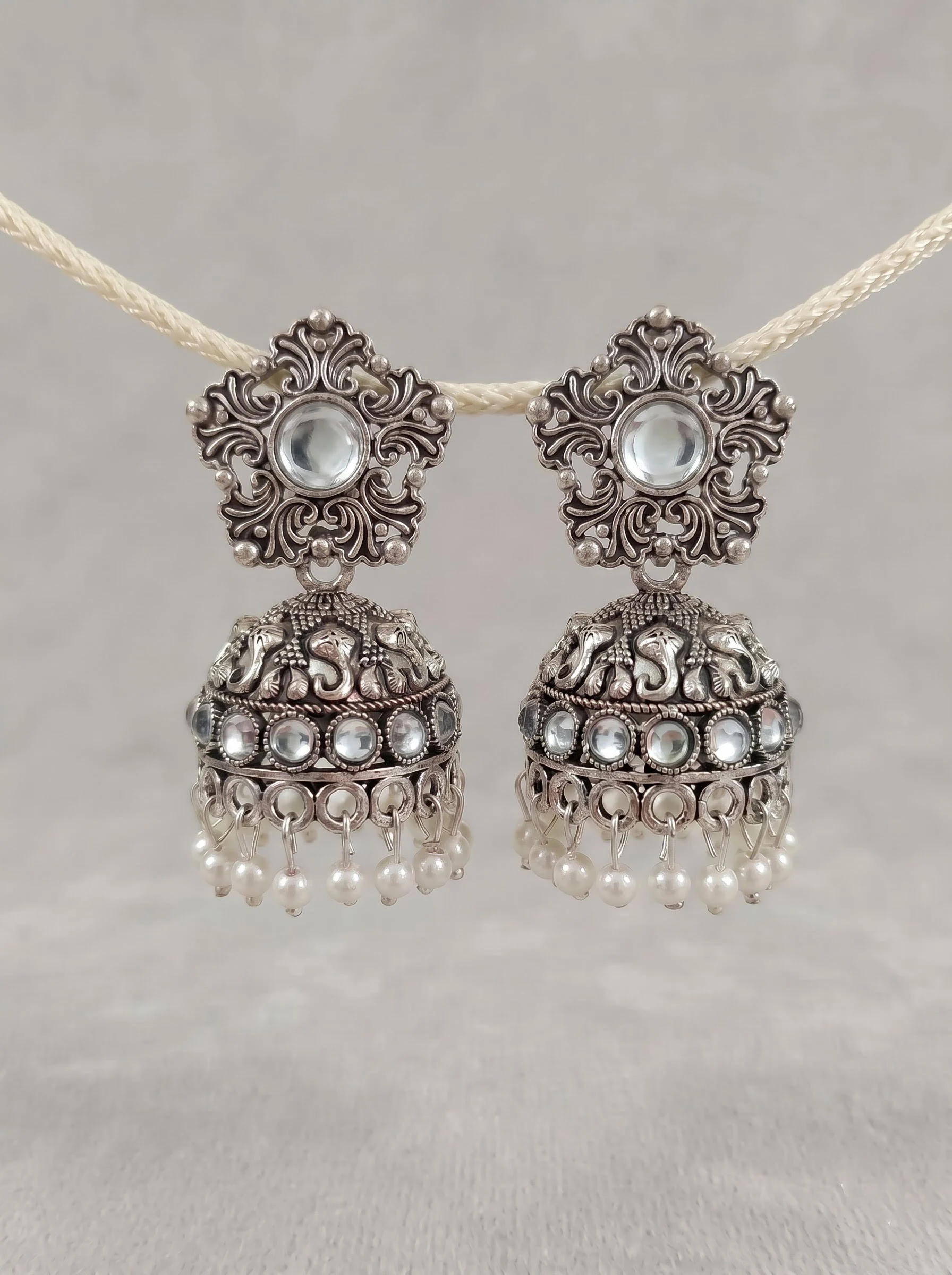 Pearl Noor Heritage Jhumka Earrings - Image 5