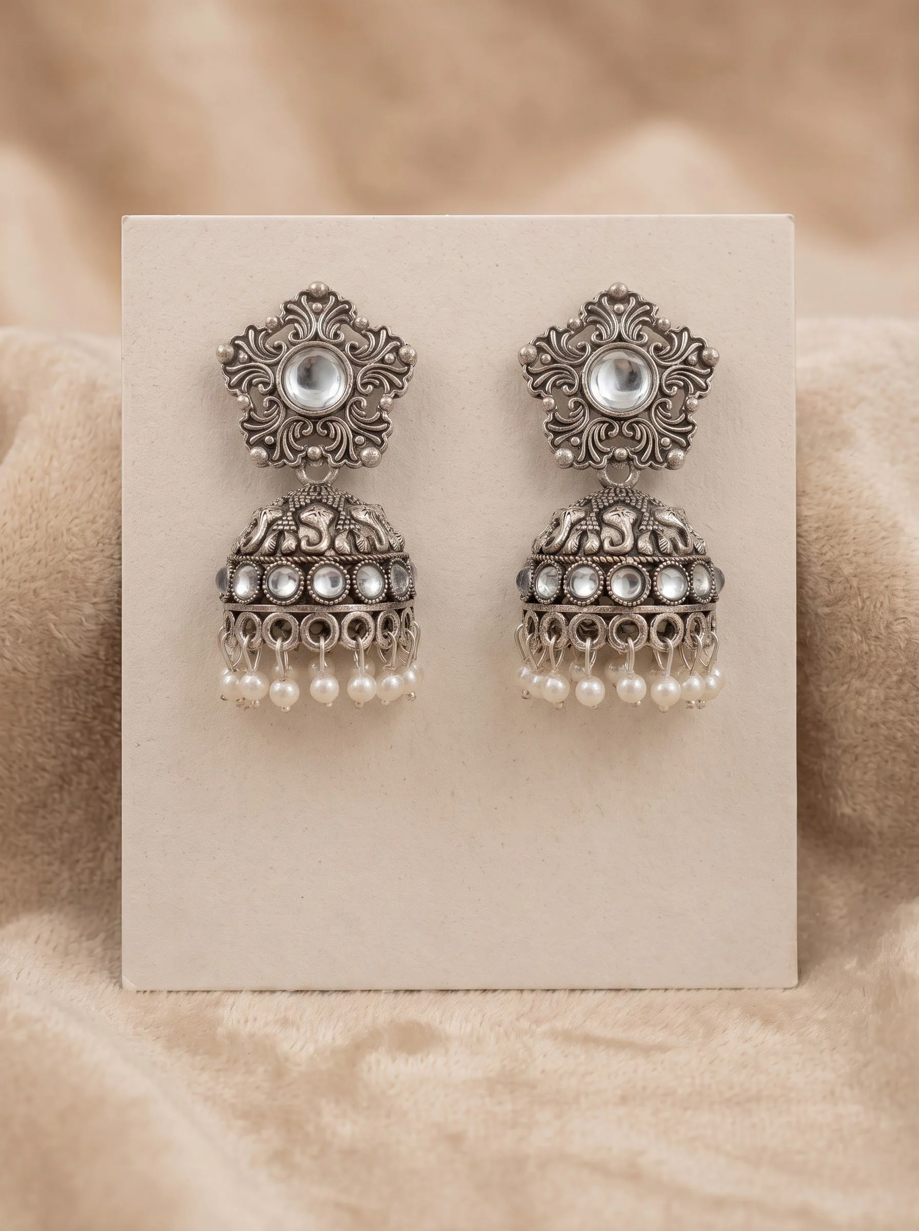Pearl Noor Heritage Jhumka Earrings - Image 4