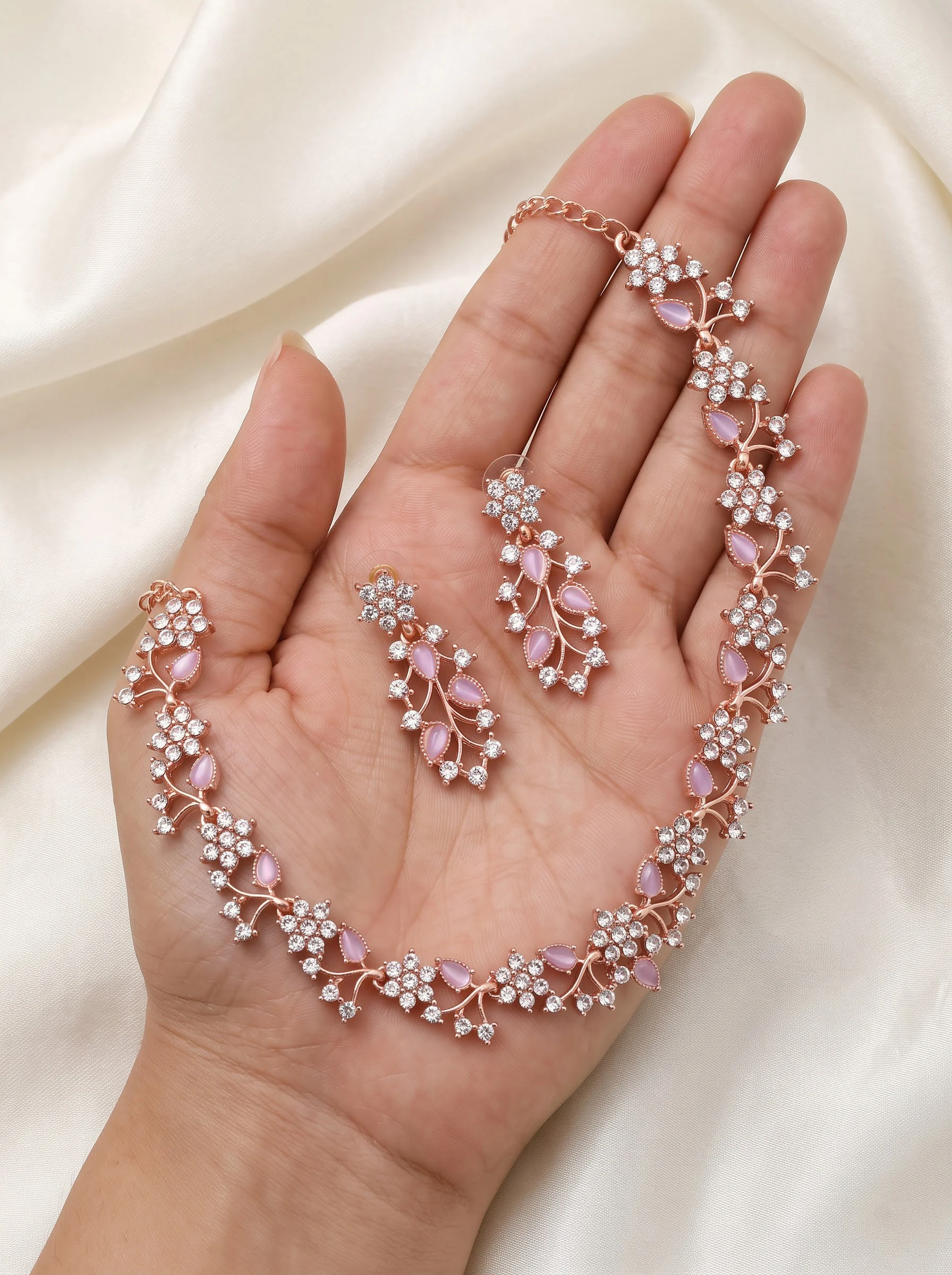 Lavender Floral Necklace Set