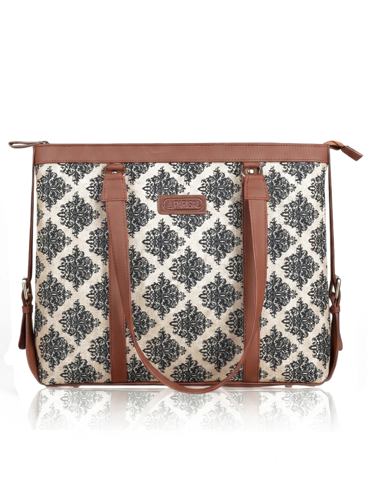 Damask Print Tote Bag