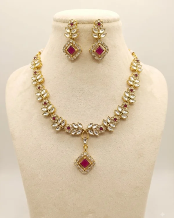 Ruby Floral Kundan Necklace Set