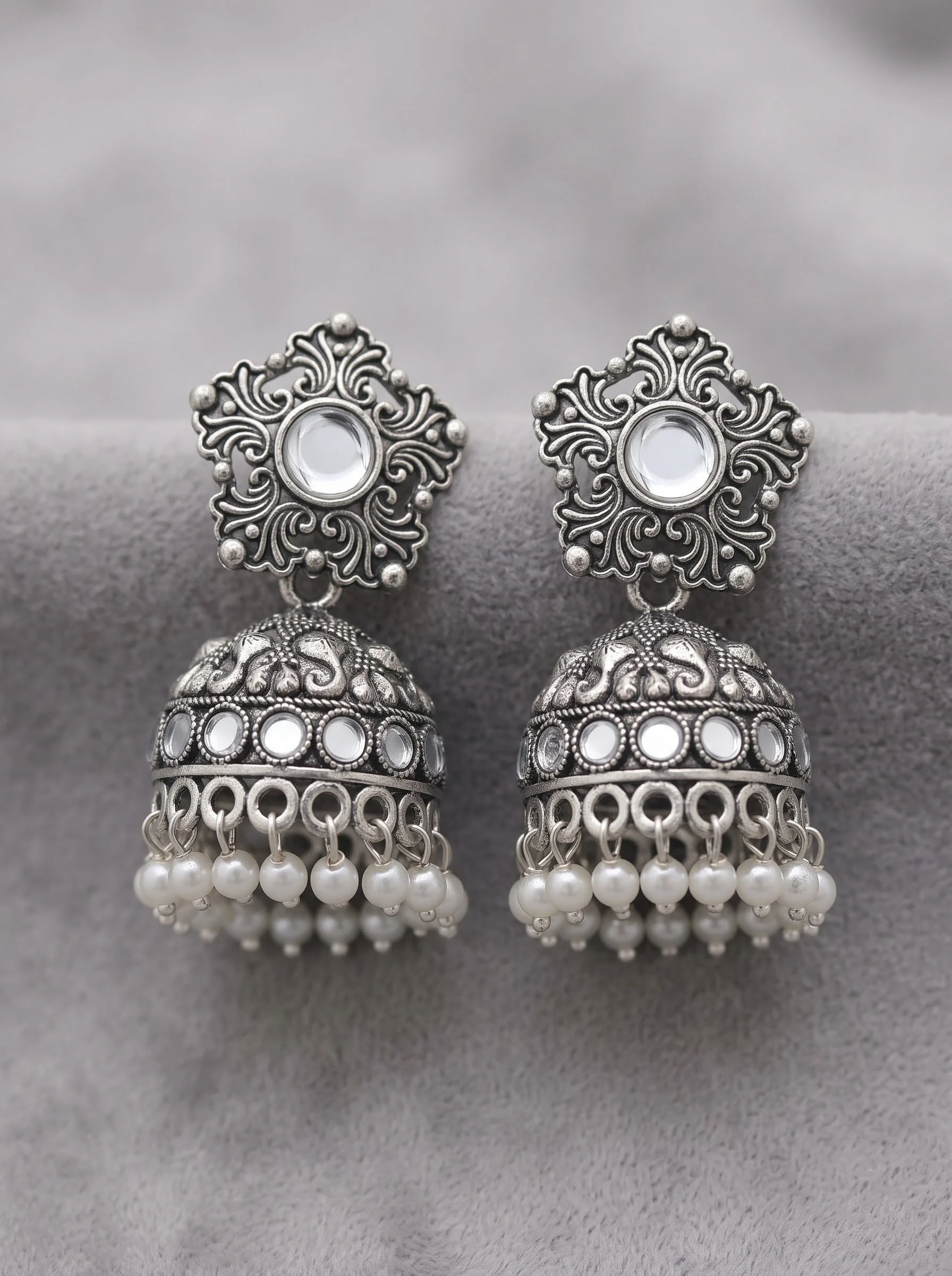 Pearl Noor Heritage Jhumka Earrings - Image 2