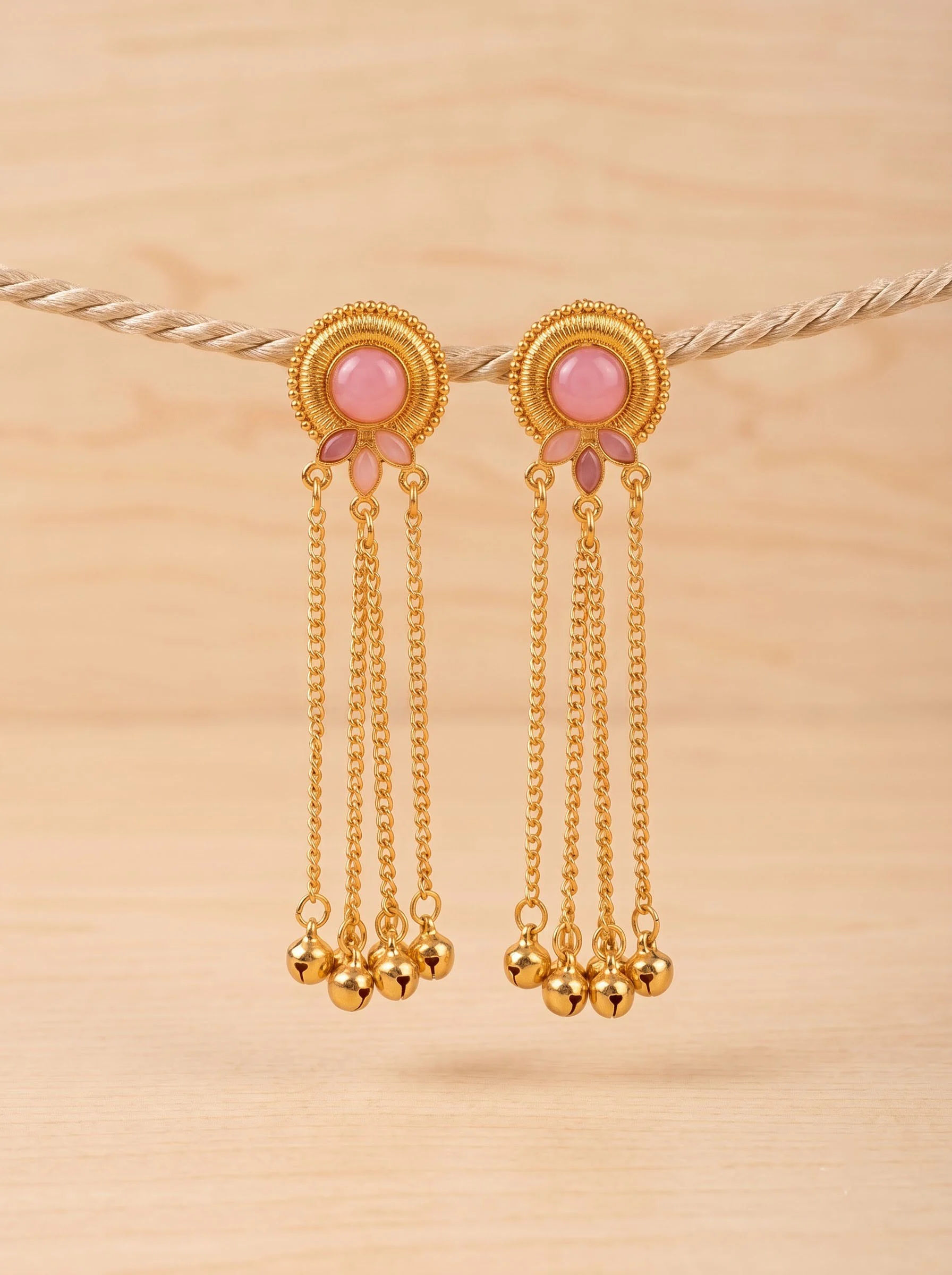 Blush Cascade Chain Earrings - Image 2