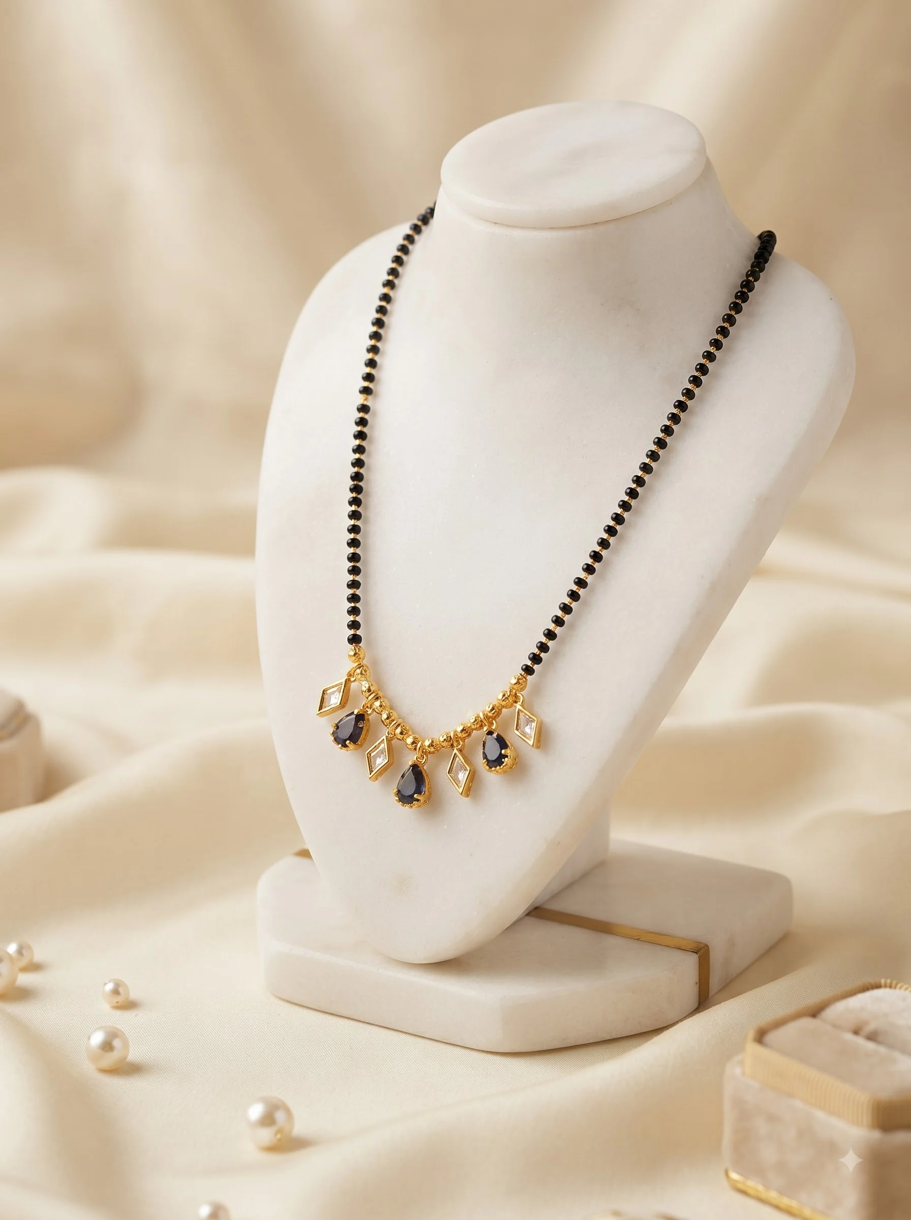 Elysian Blue Gemstone & Gold Mangalsutra