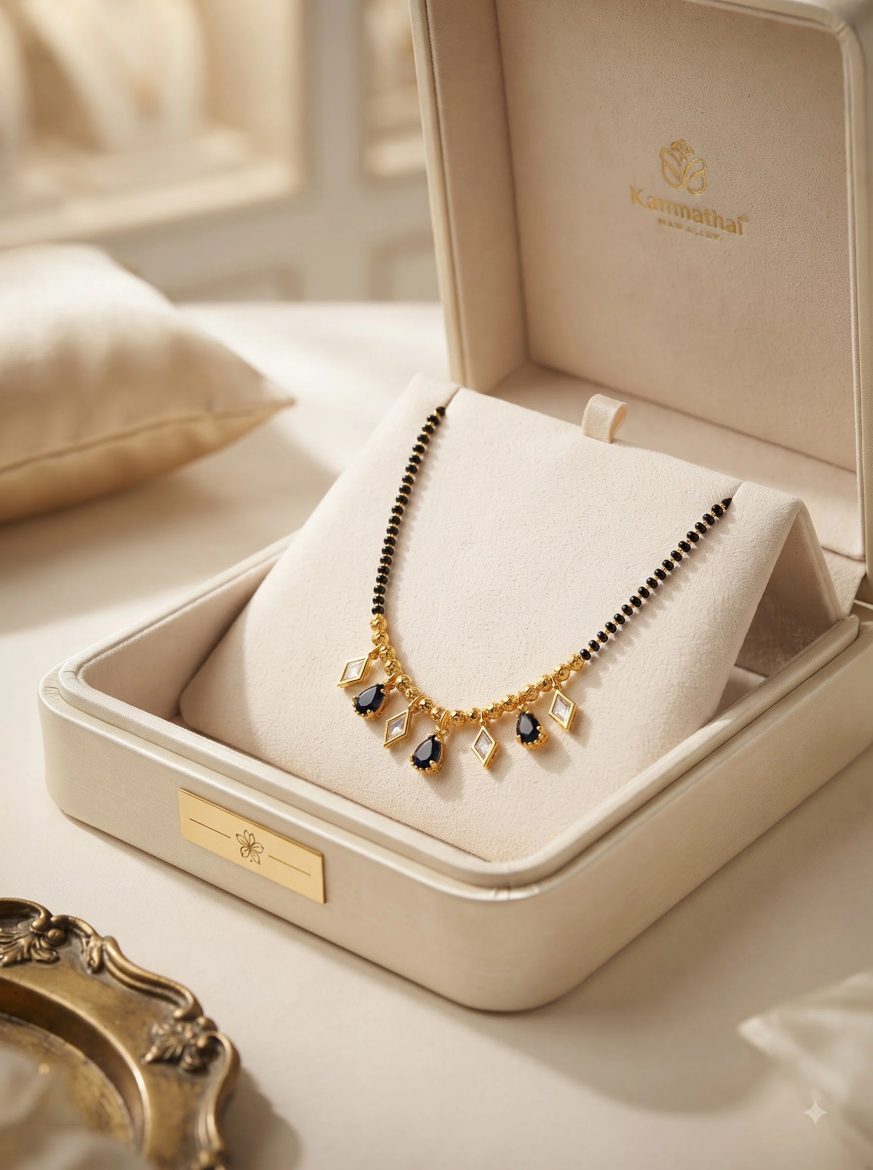 Elysian Blue Gemstone & Gold Mangalsutra - Image 5