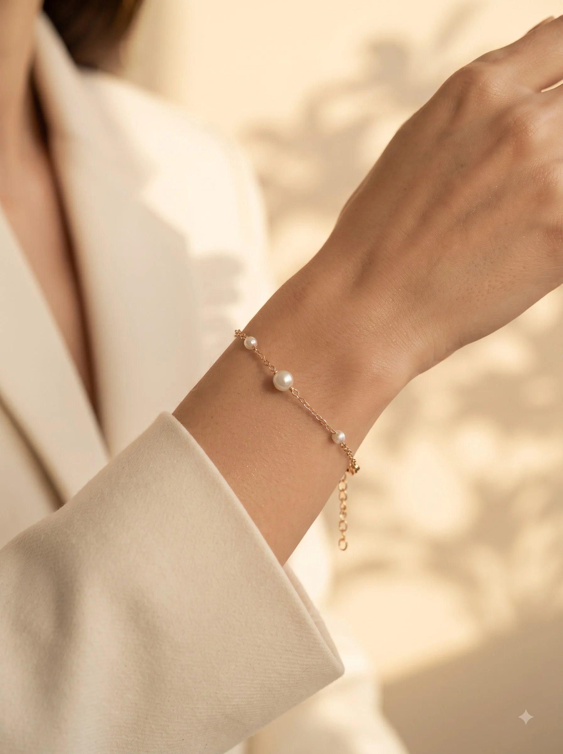 Minimal Gold-Tone Beaded Chain Bracelet - Image 4