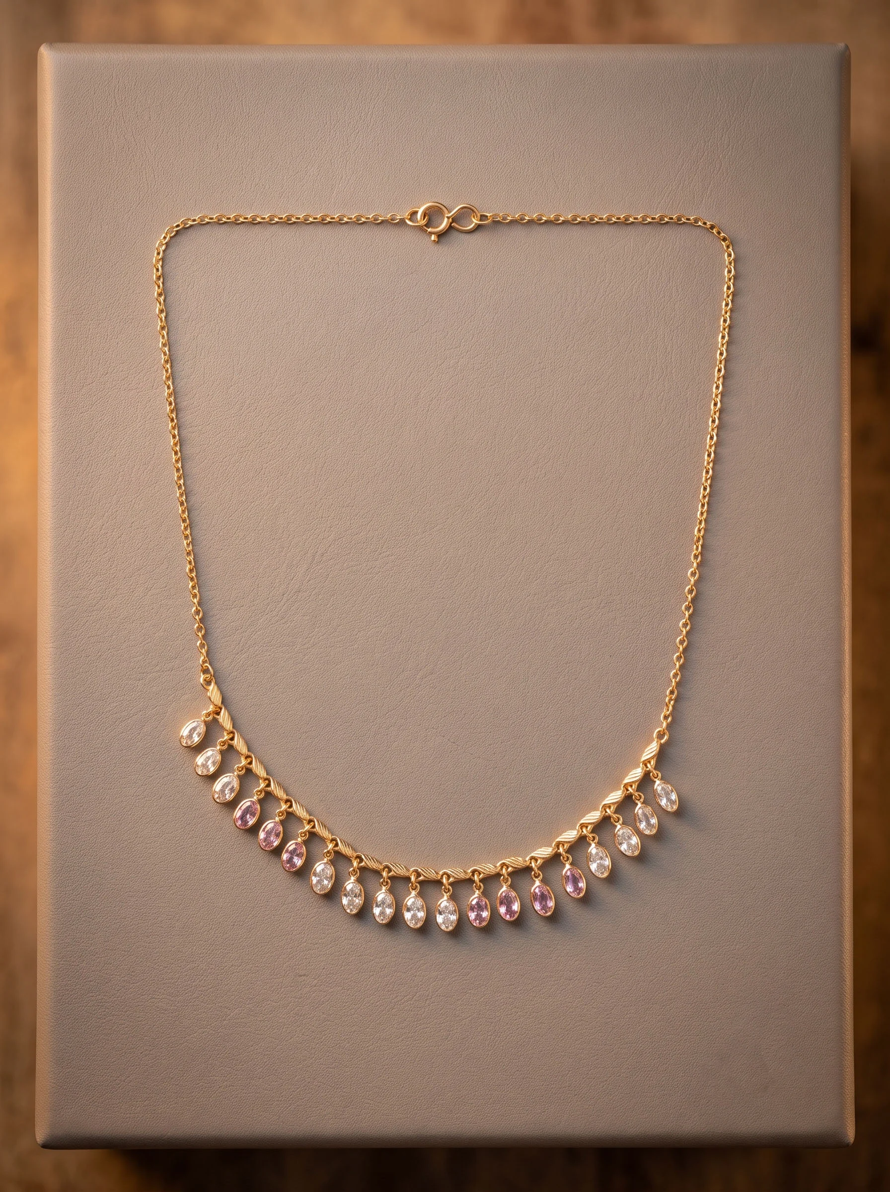 Golden Gemstone Drop Necklace - Image 3