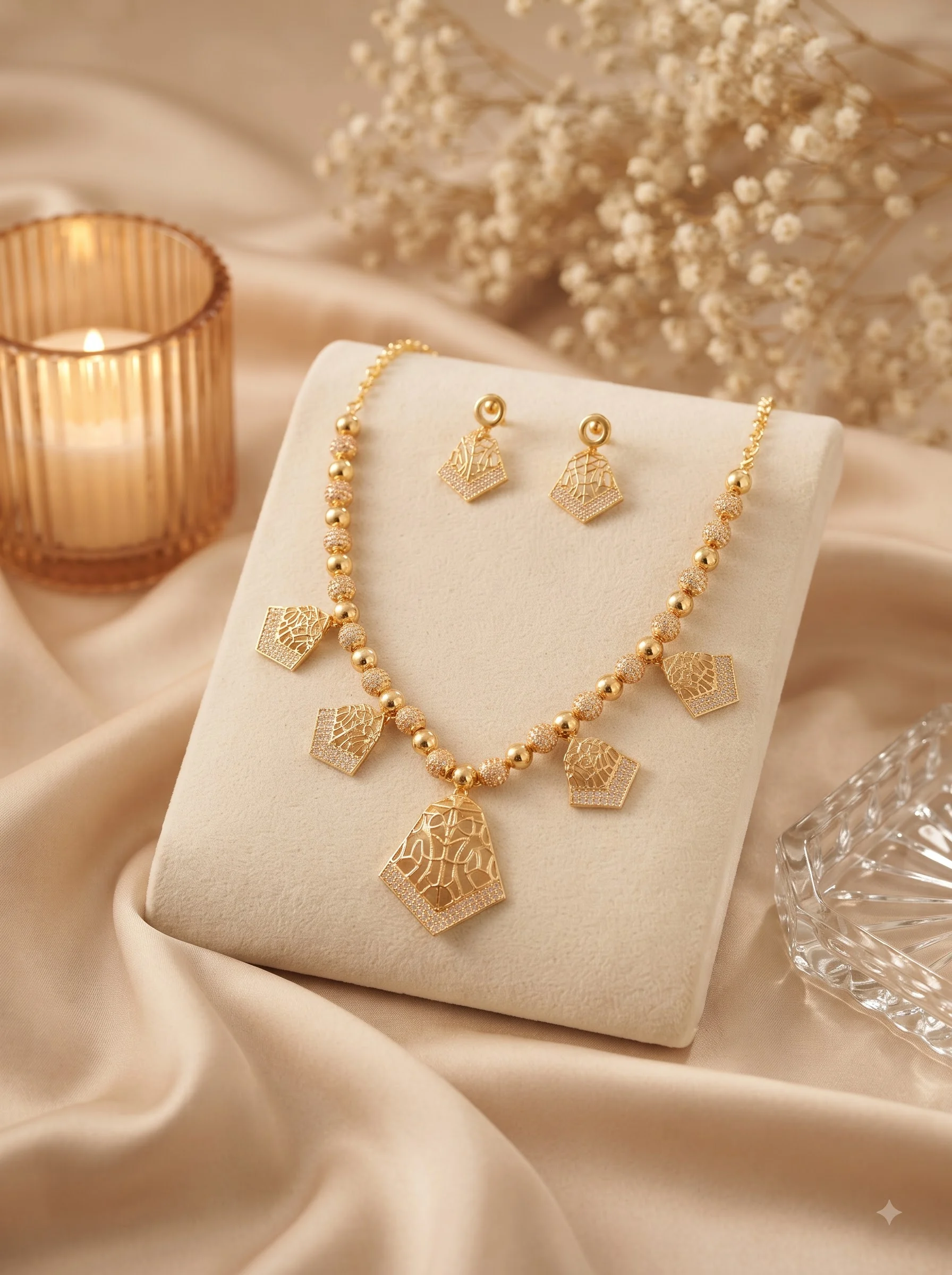 Geometric Charm Gold Necklace Set - Image 5