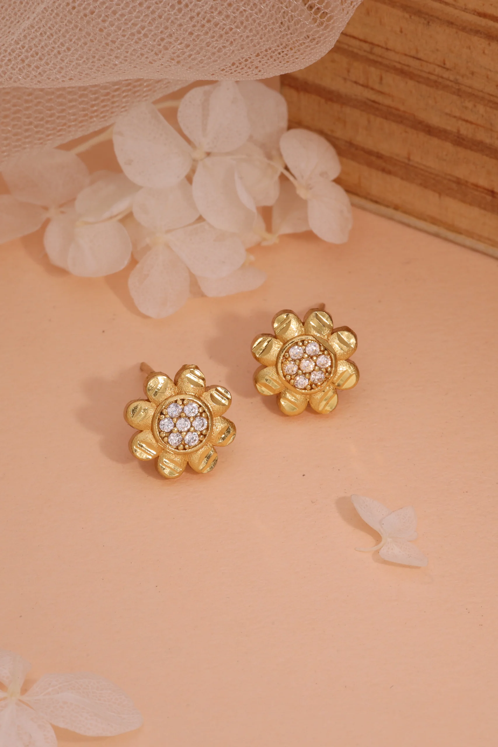 Floral Crystal Stud Earrings - Image 7