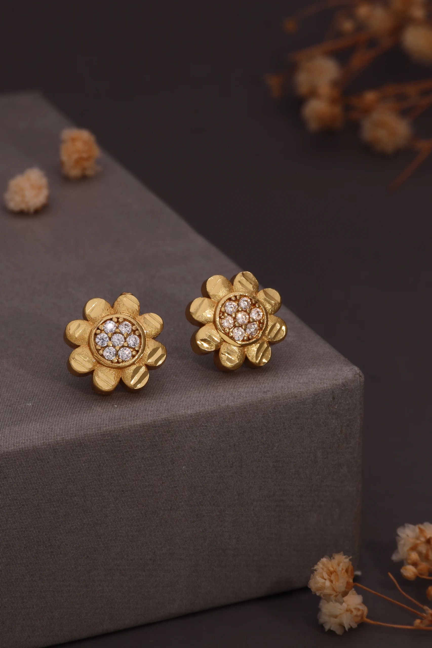 Floral Crystal Stud Earrings
