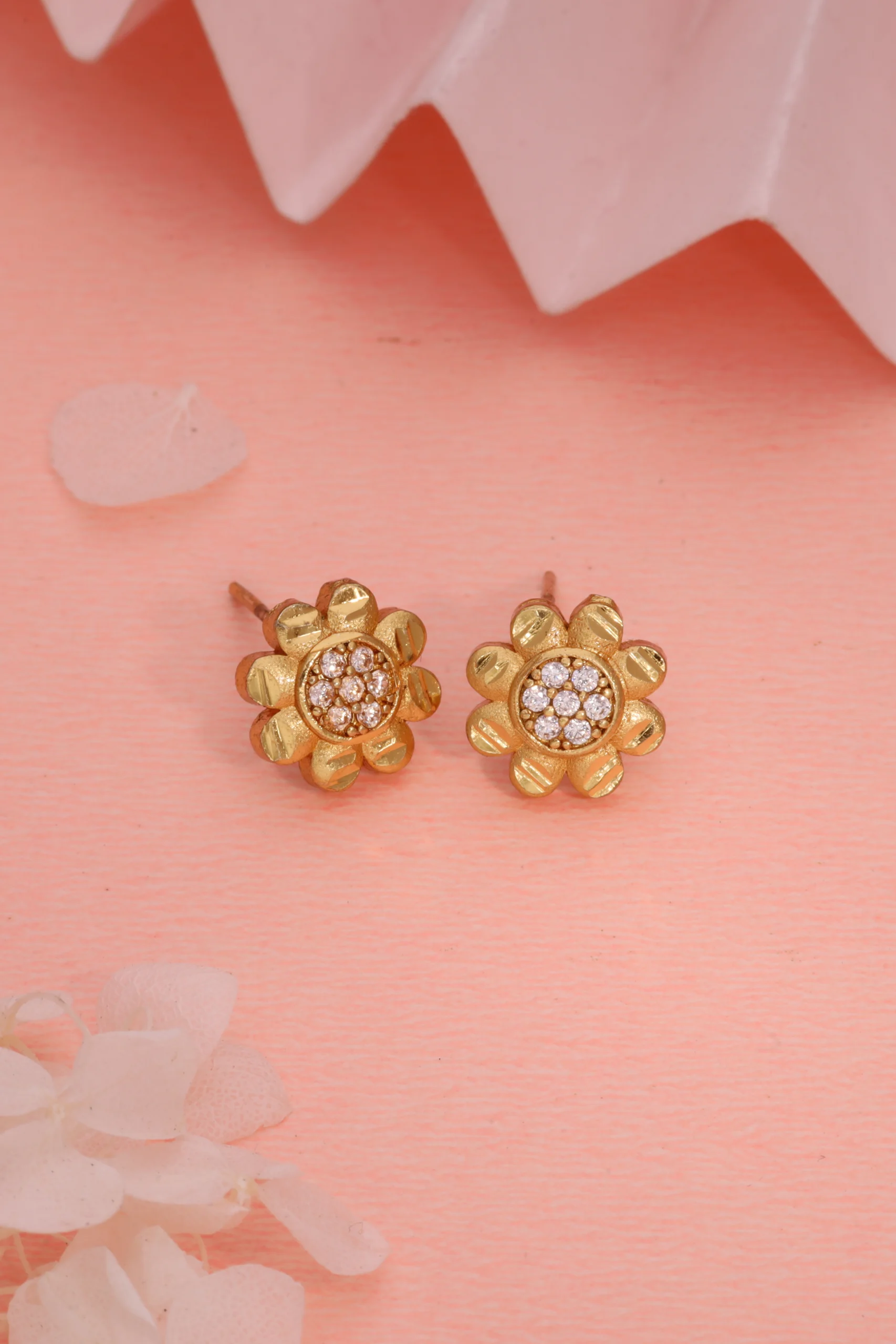 Floral Crystal Stud Earrings - Image 6