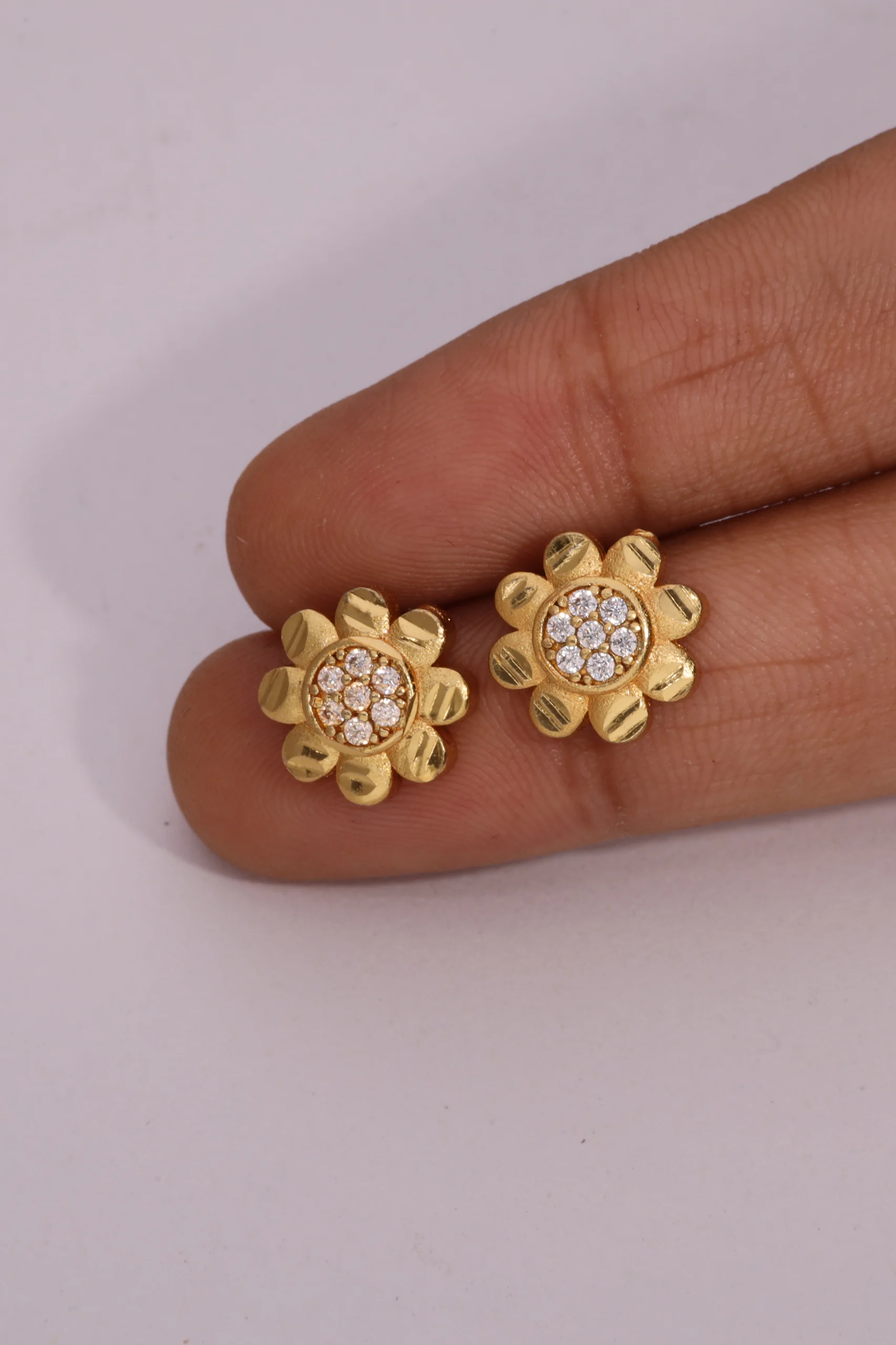 Floral Crystal Stud Earrings - Image 4