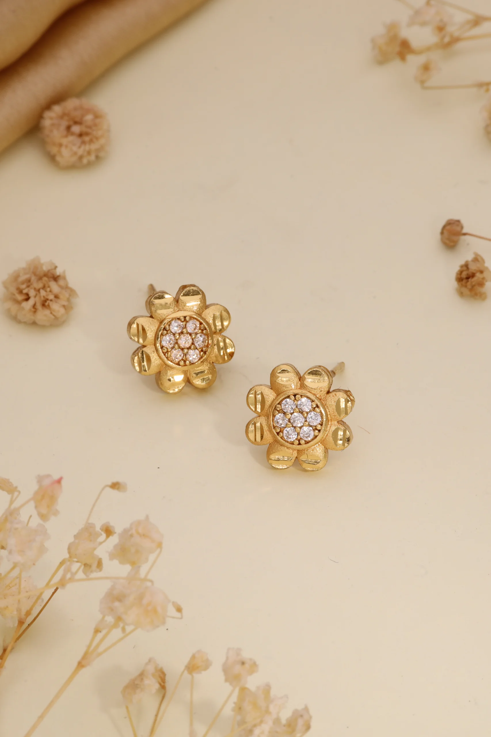 Floral Crystal Stud Earrings - Image 2