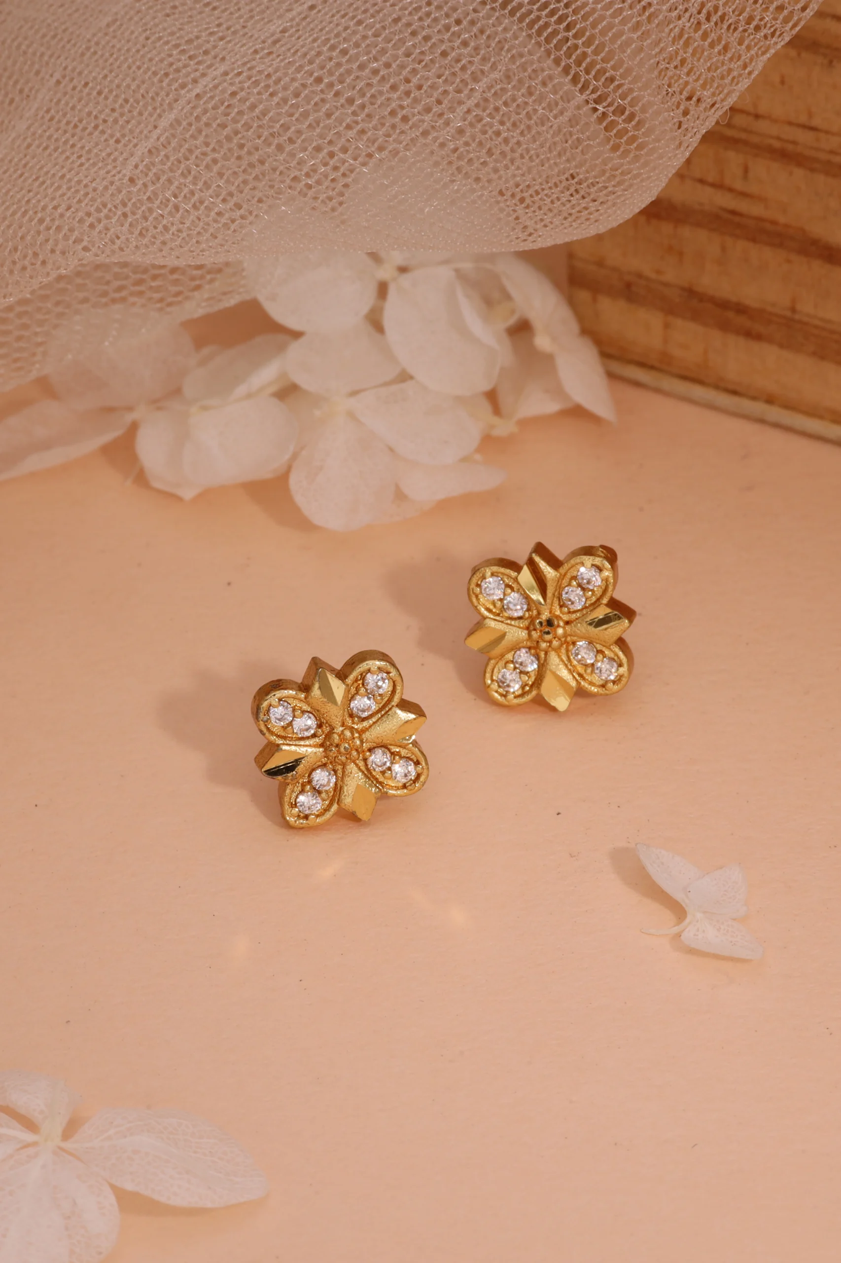 Crystal Petal Stud Earrings