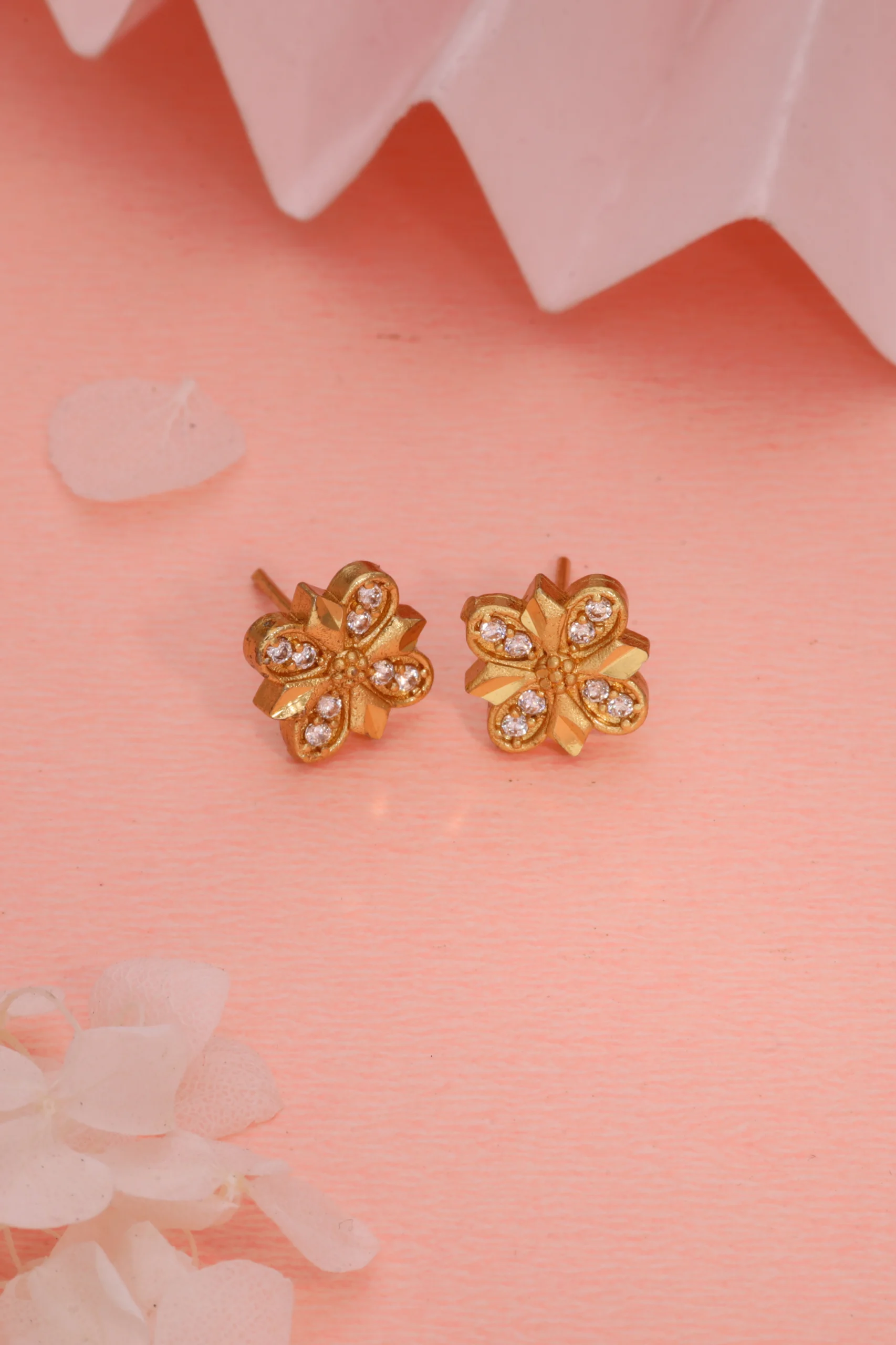 Crystal Petal Stud Earrings - Image 3