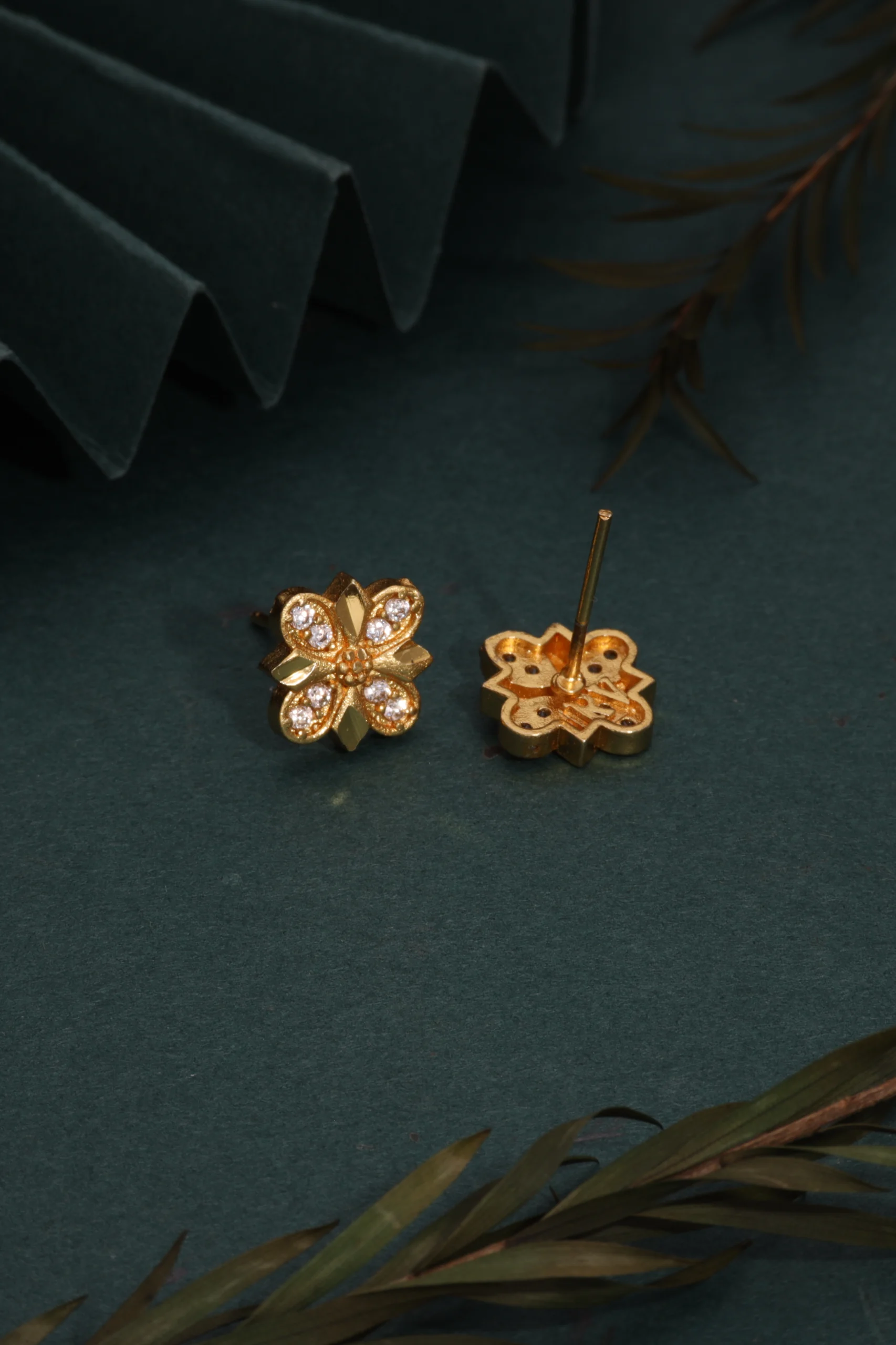 Crystal Petal Stud Earrings - Image 4