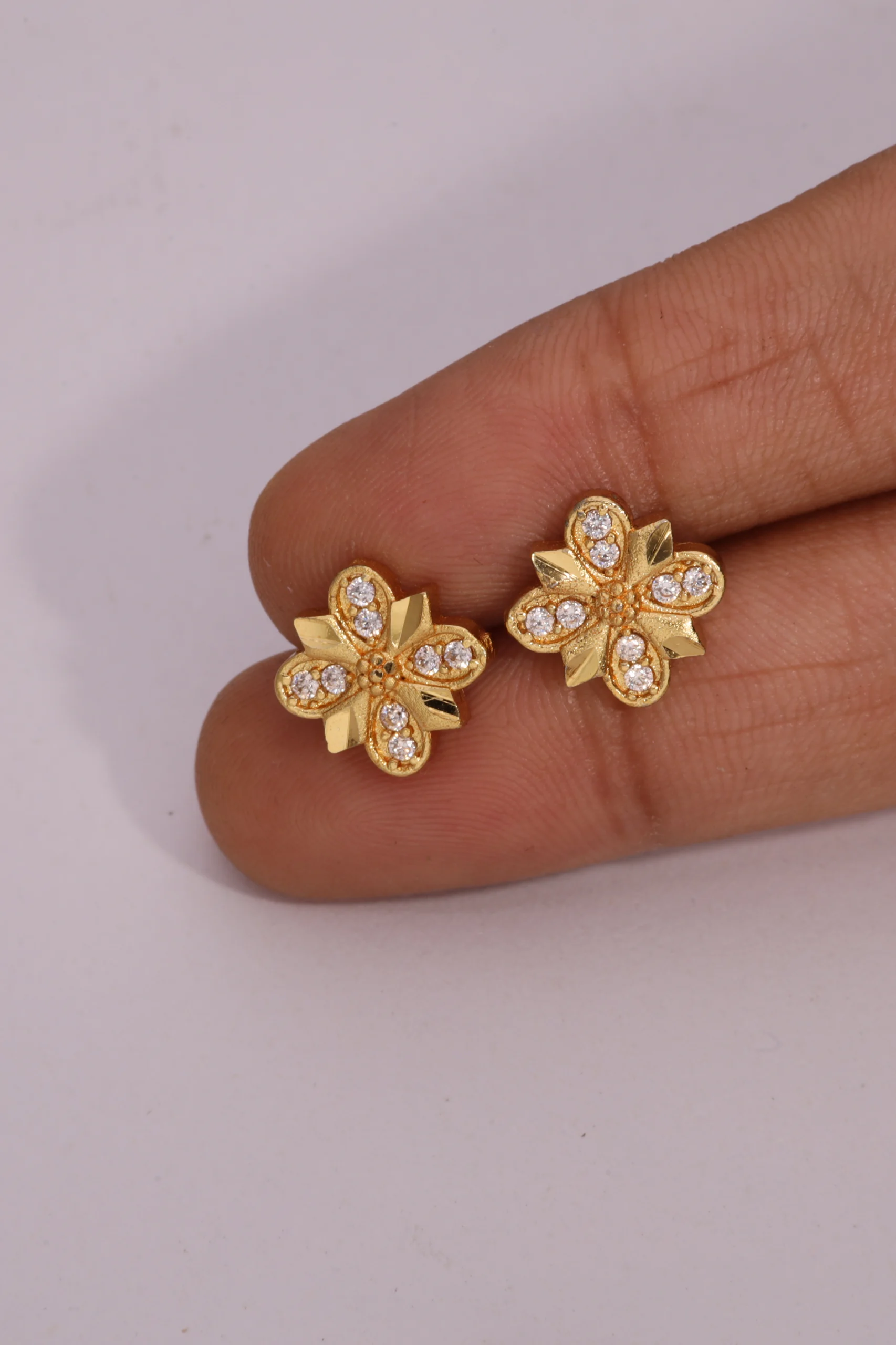 Crystal Petal Stud Earrings - Image 5