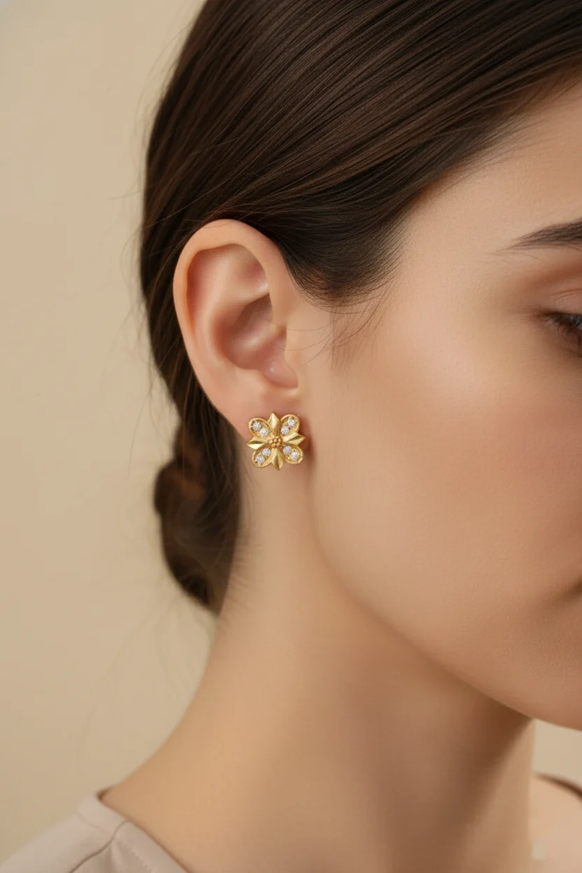 Crystal Petal Stud Earrings - Image 7