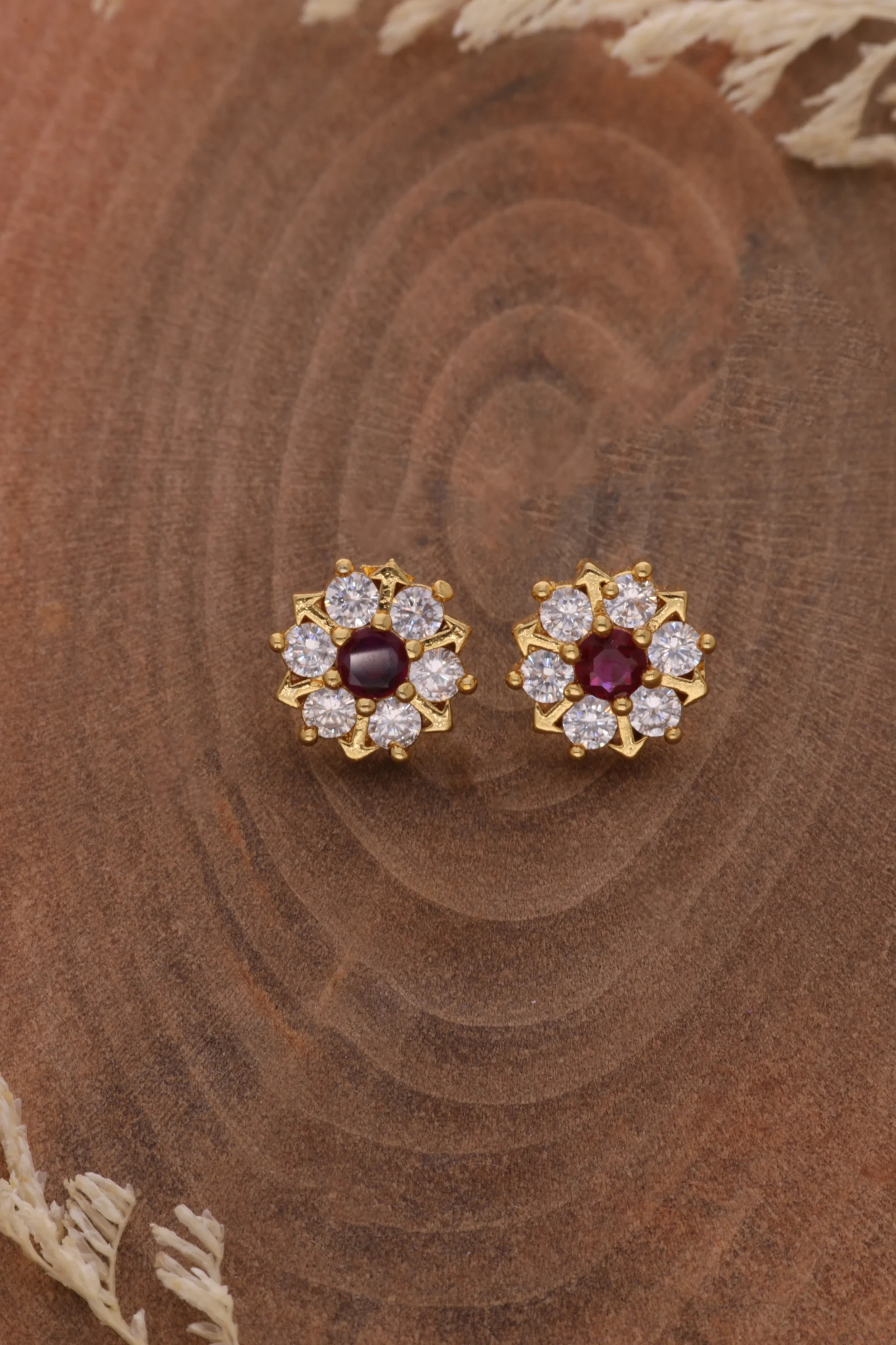 Ruby Floral Stud Earrings - Image 8
