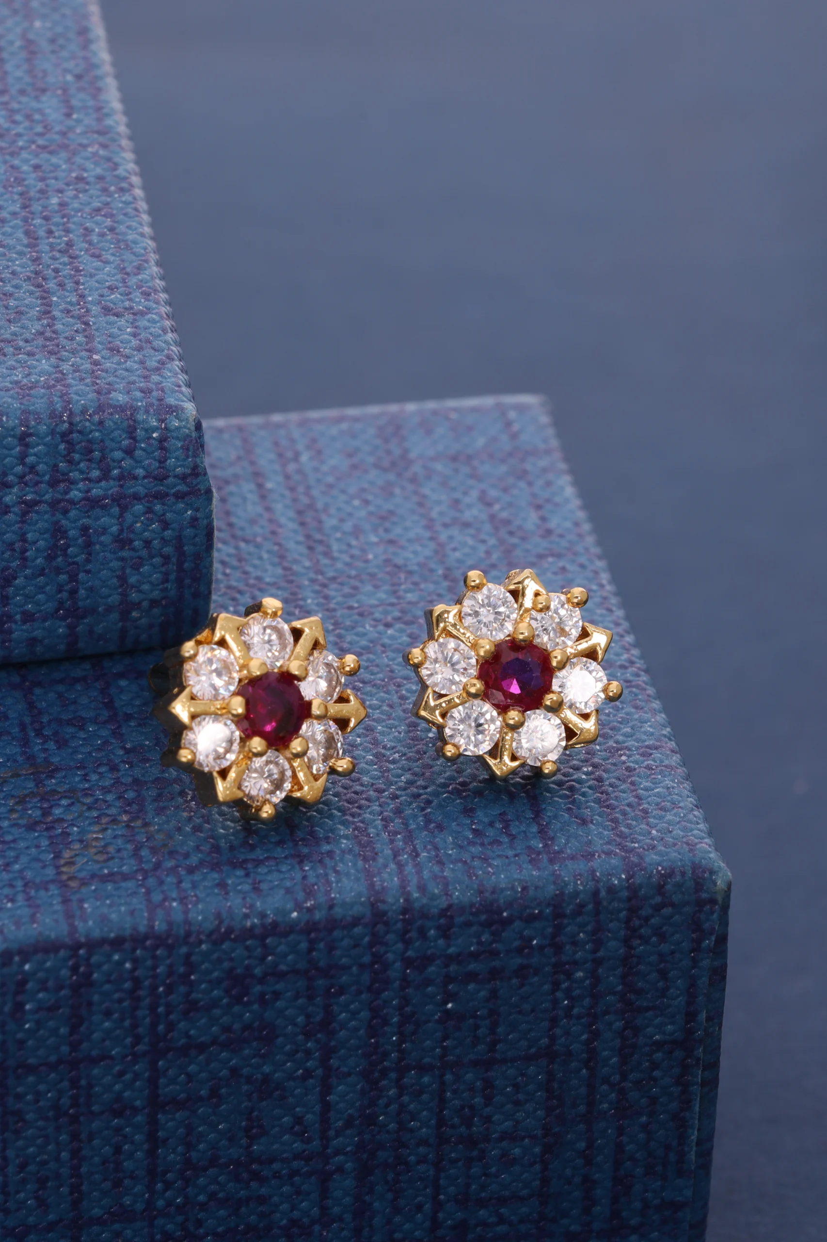 Ruby Floral Stud Earrings