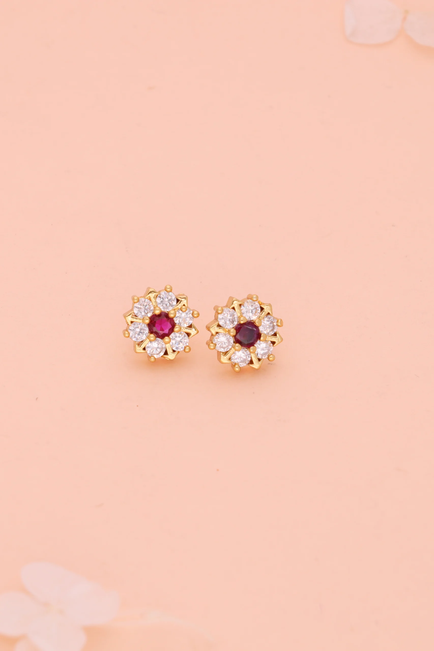 Ruby Floral Stud Earrings - Image 7