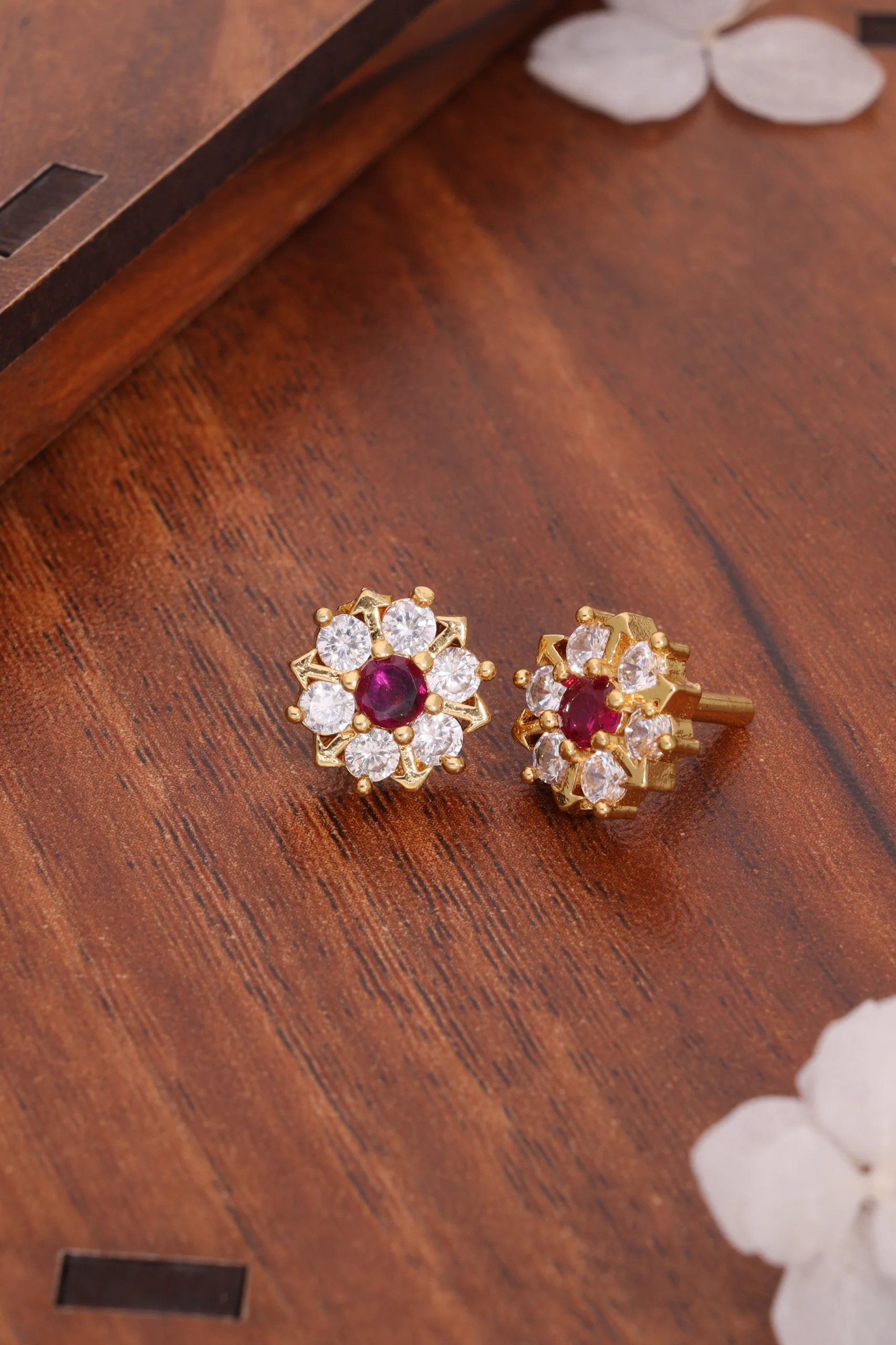 Ruby Floral Stud Earrings - Image 6