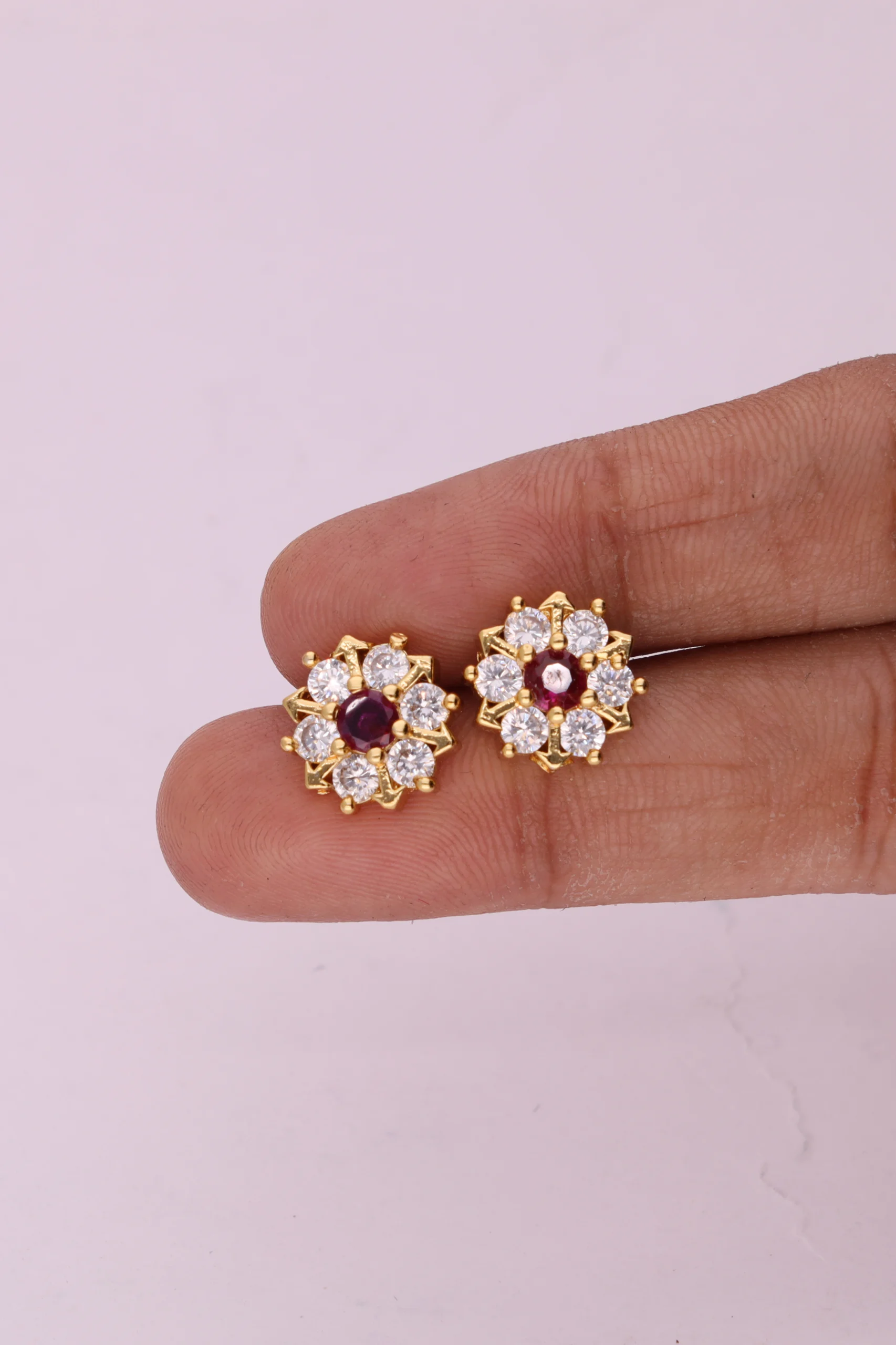 Ruby Floral Stud Earrings - Image 4