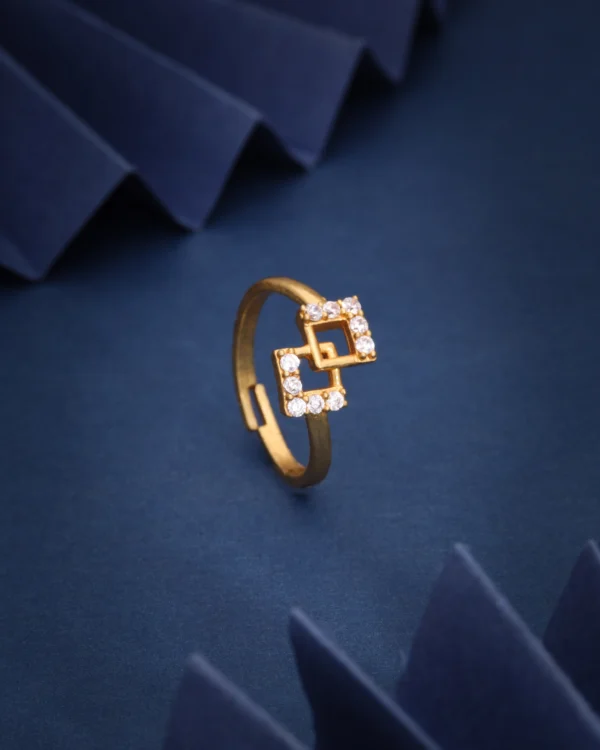 Golden Geometric Sparkle Ring