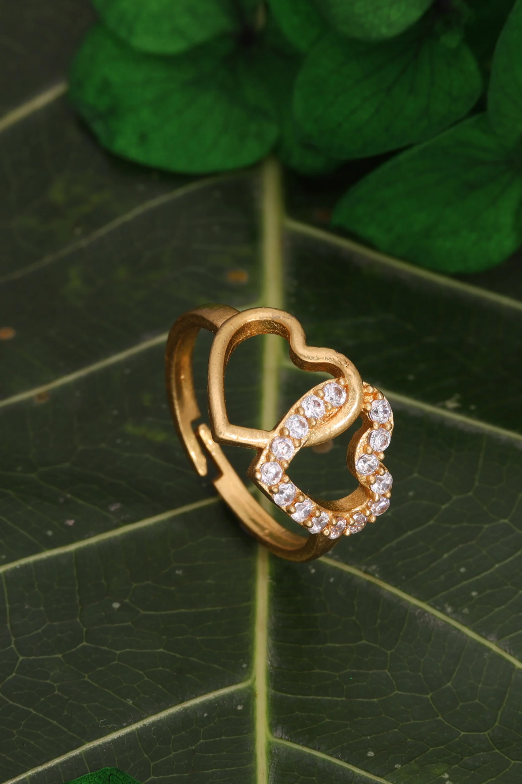 Golden Double Heart Ring
