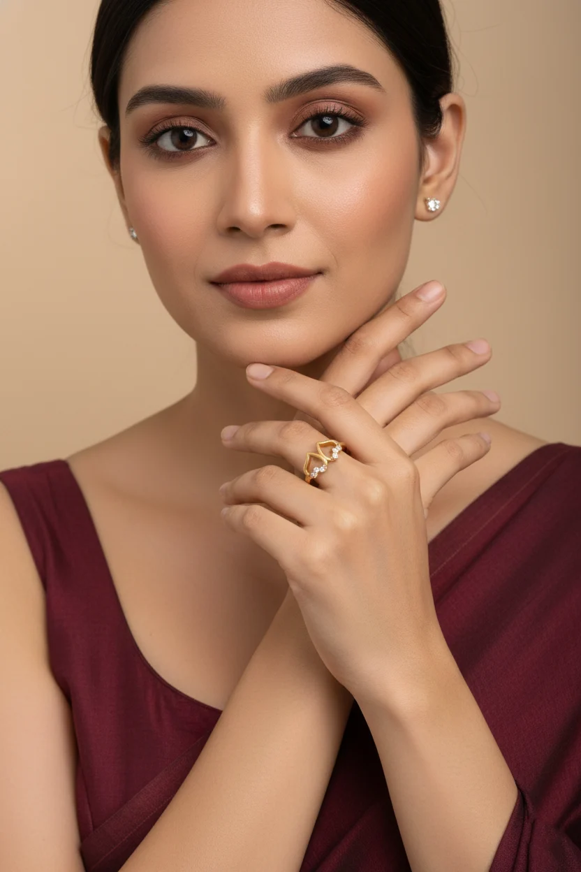 Golden Double Heart Ring - Image 6