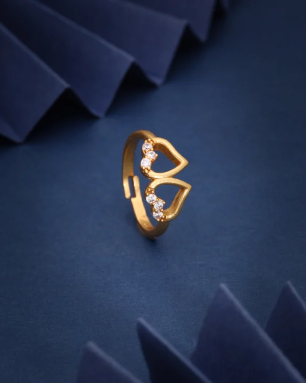 Golden Twin Heart Sparkle Ring