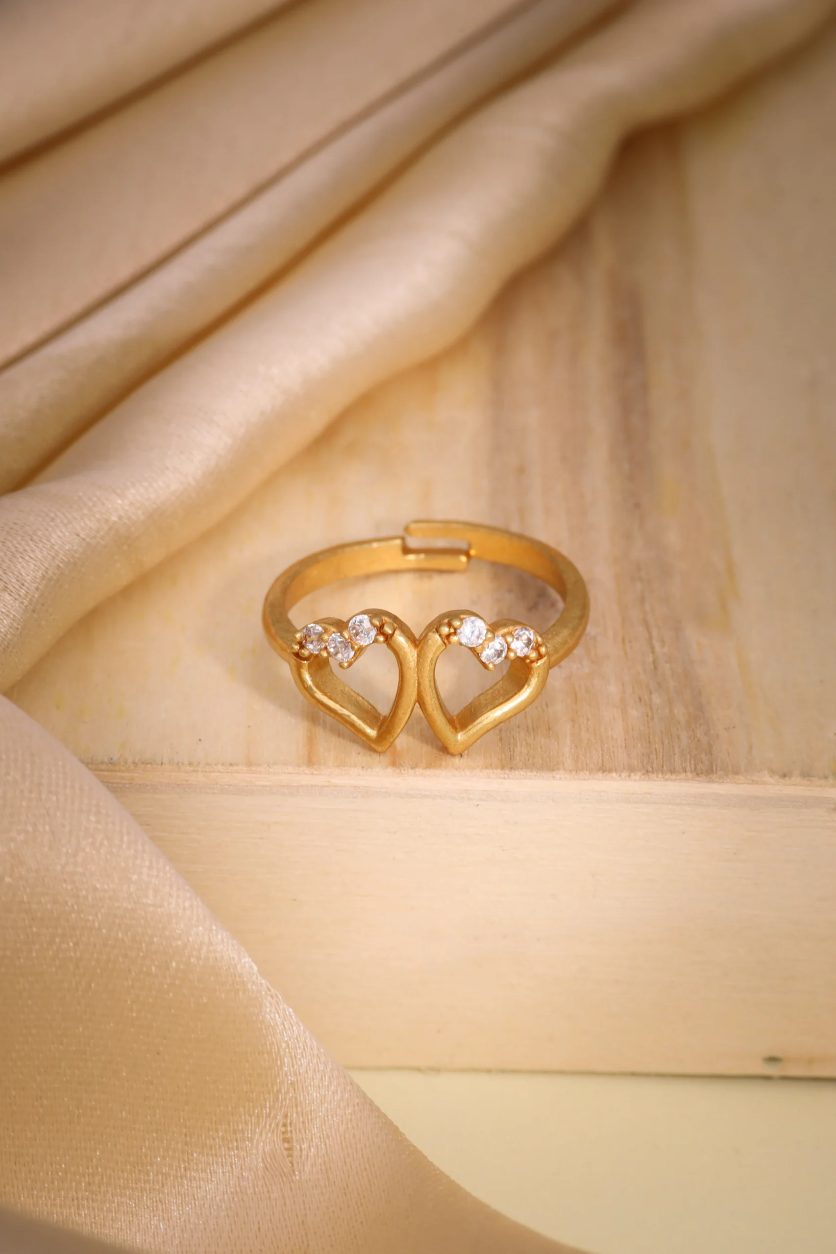 Golden Twin Heart Sparkle Ring - Image 4