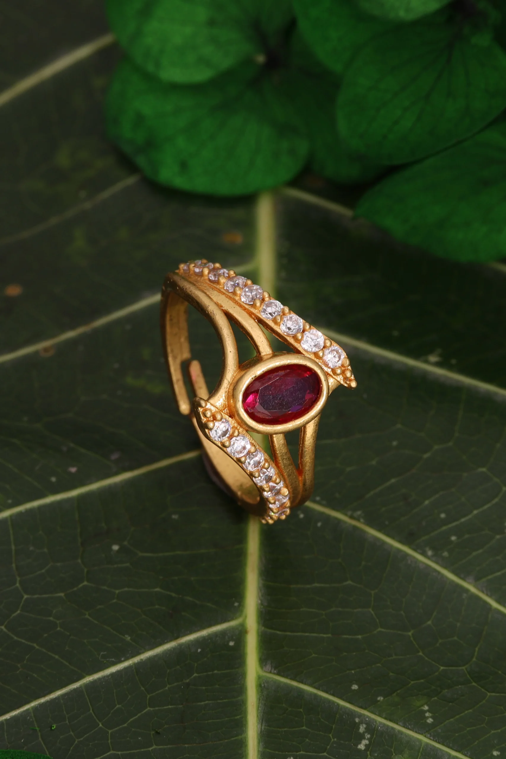 Ruby Crown Curve Ring - Image 2