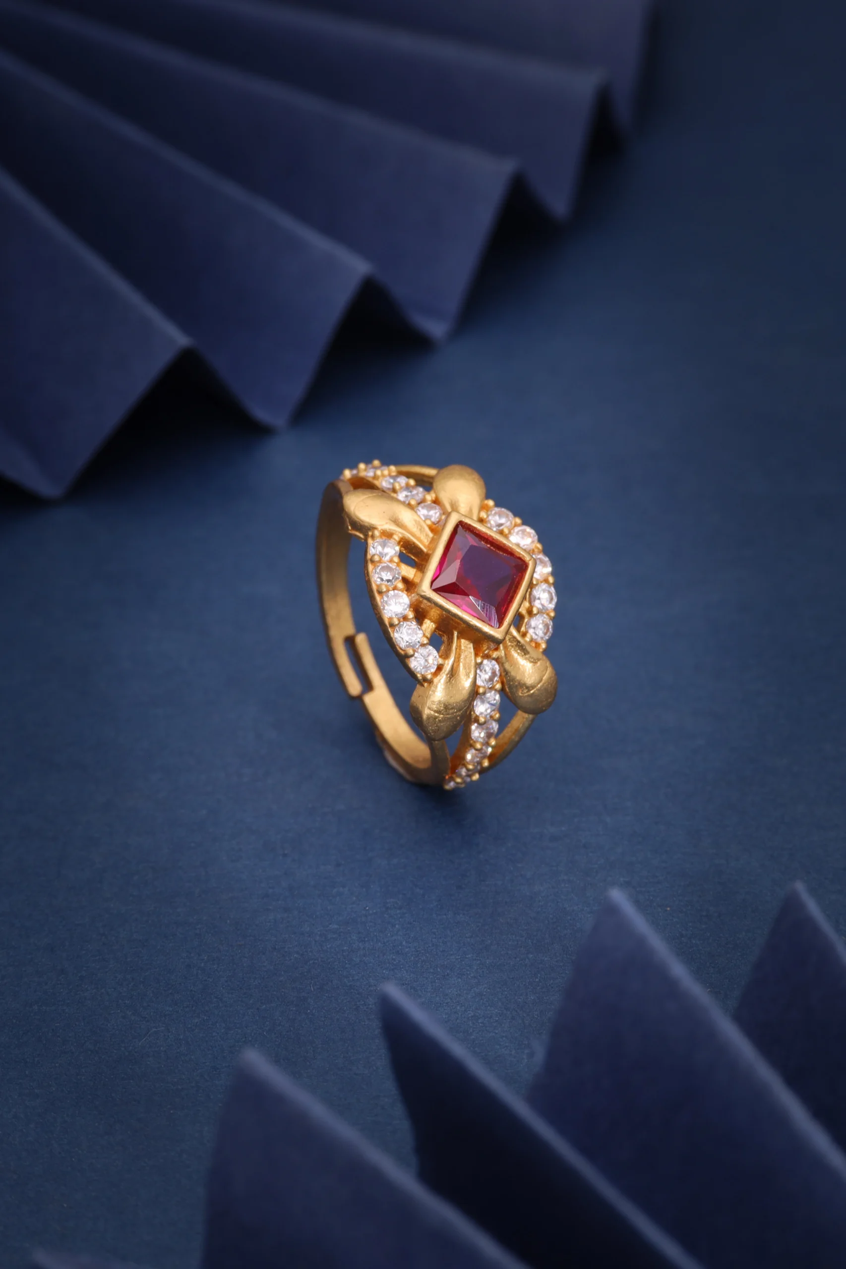 Ruby Leaf Halo Ring - Image 3