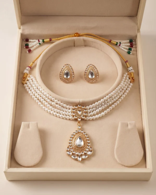Pearl Drop Choker Necklace Set