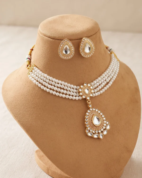 Pearl Drop Choker Necklace Set