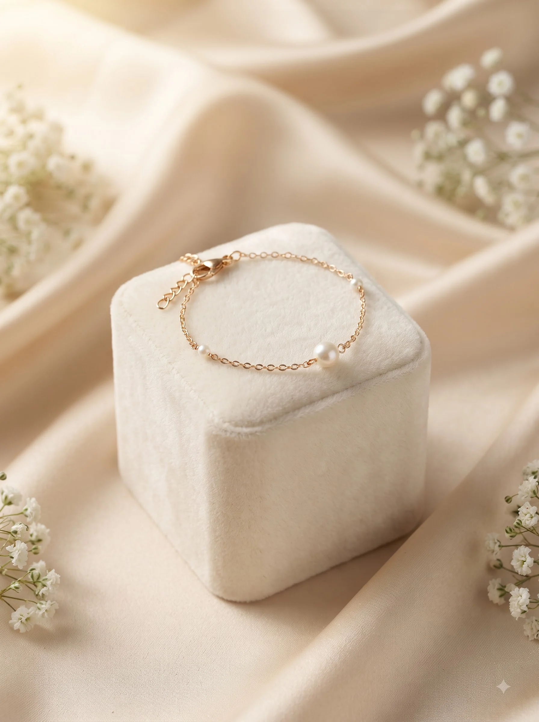 Minimal Gold-Tone Beaded Chain Bracelet - Image 3