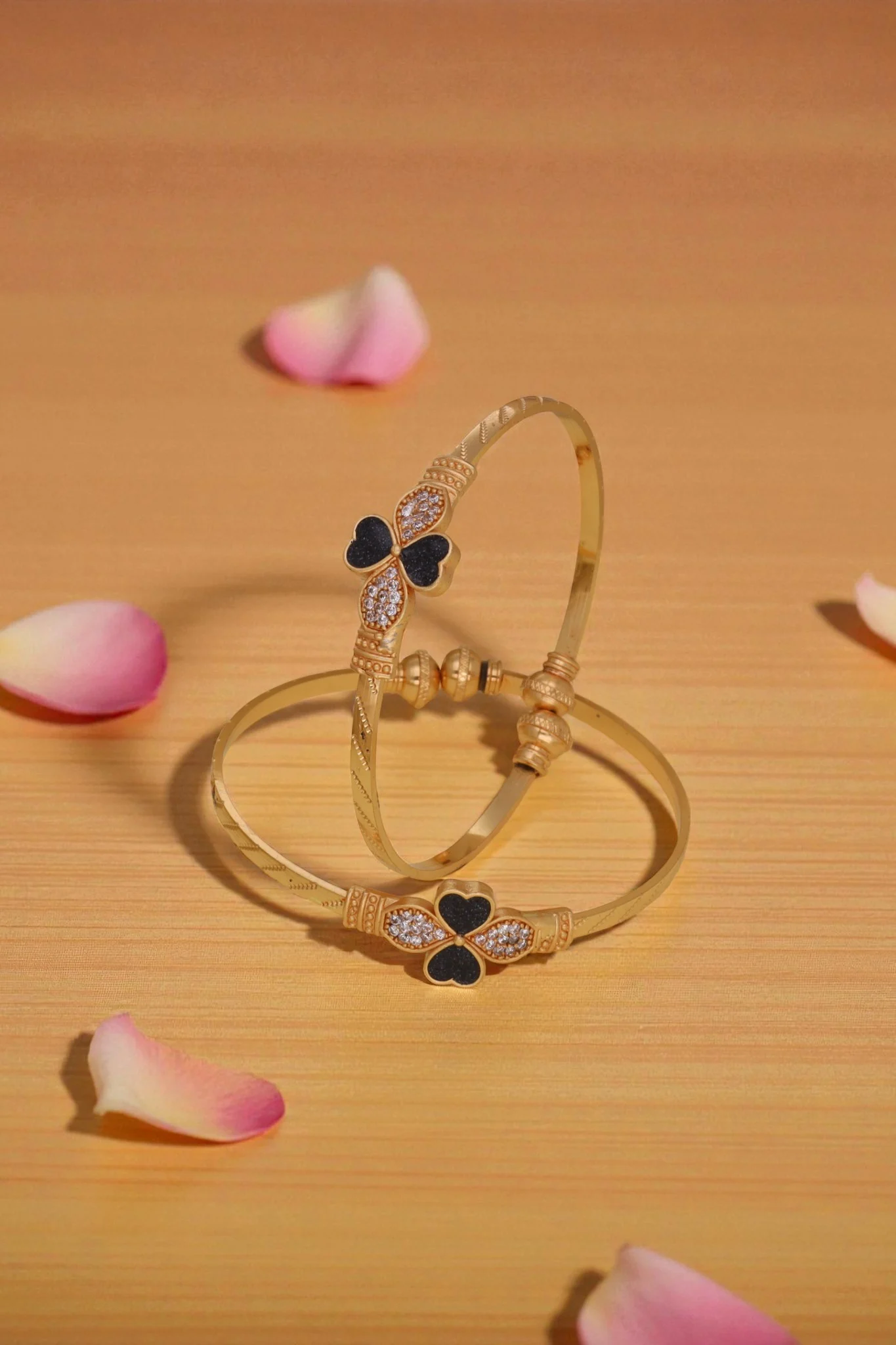 Golden Black Butterfly Bangle Pair - Image 2