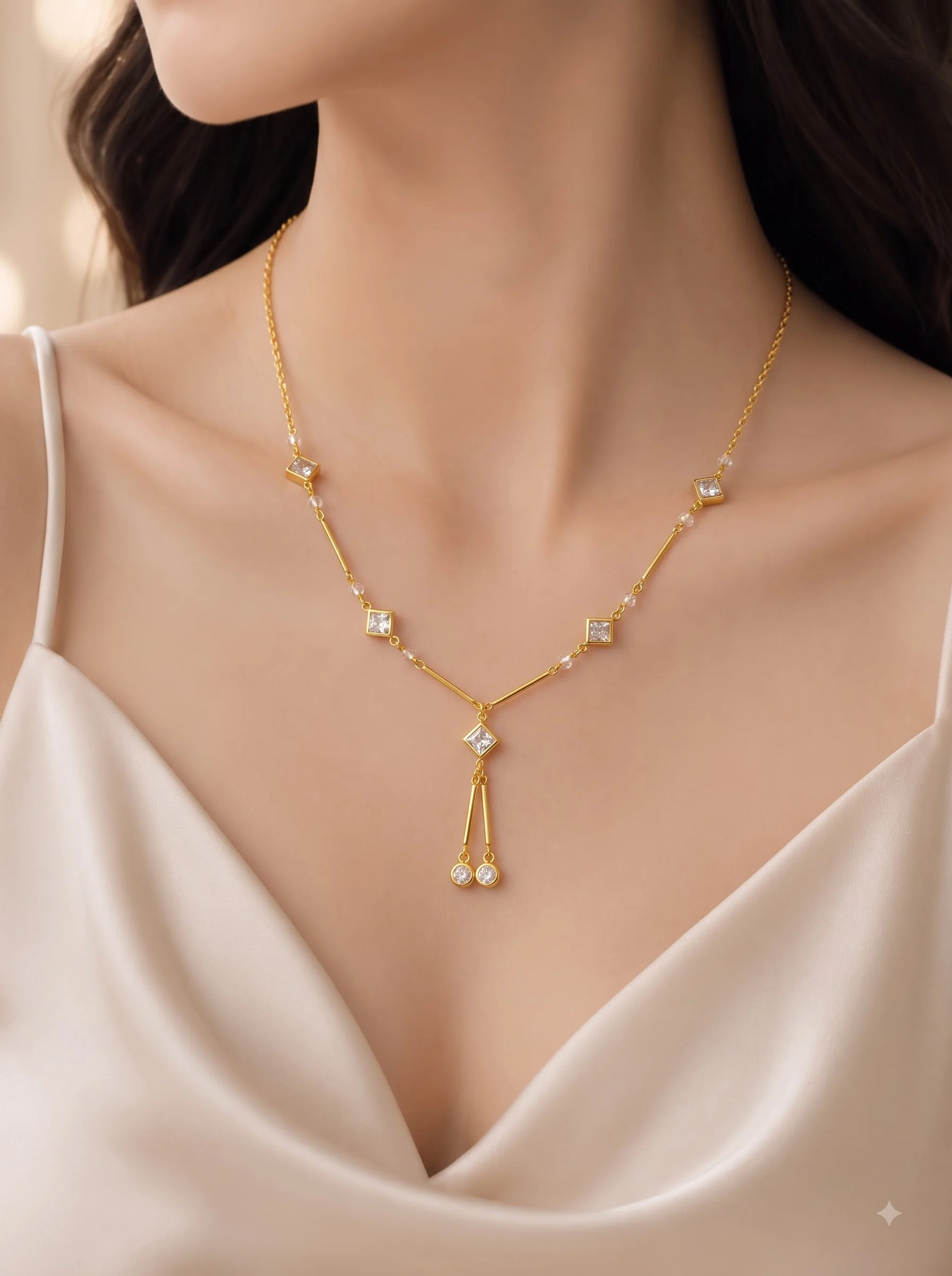 Modern Geometric Gold Necklace - Image 3