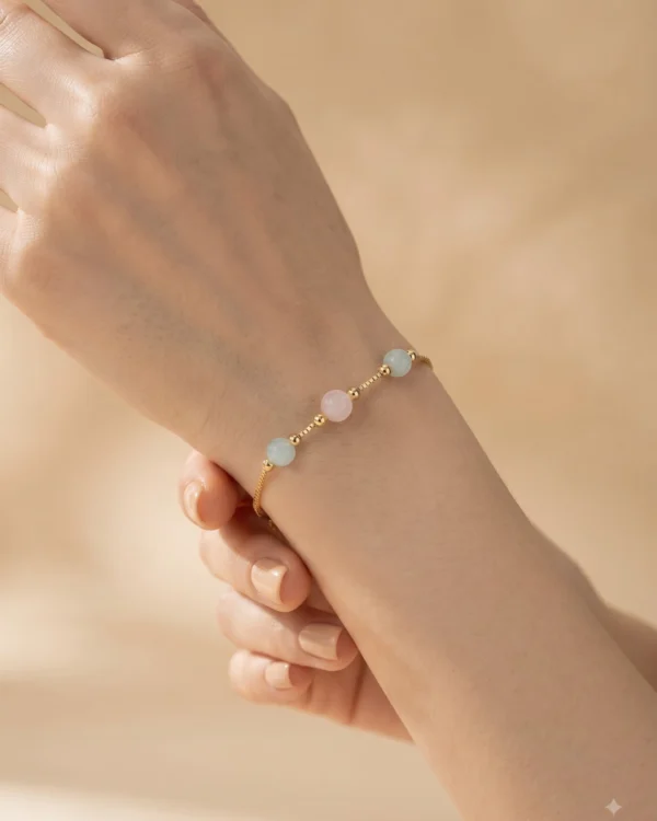 Pastel Beaded Gold-Tone Chain Bracelet