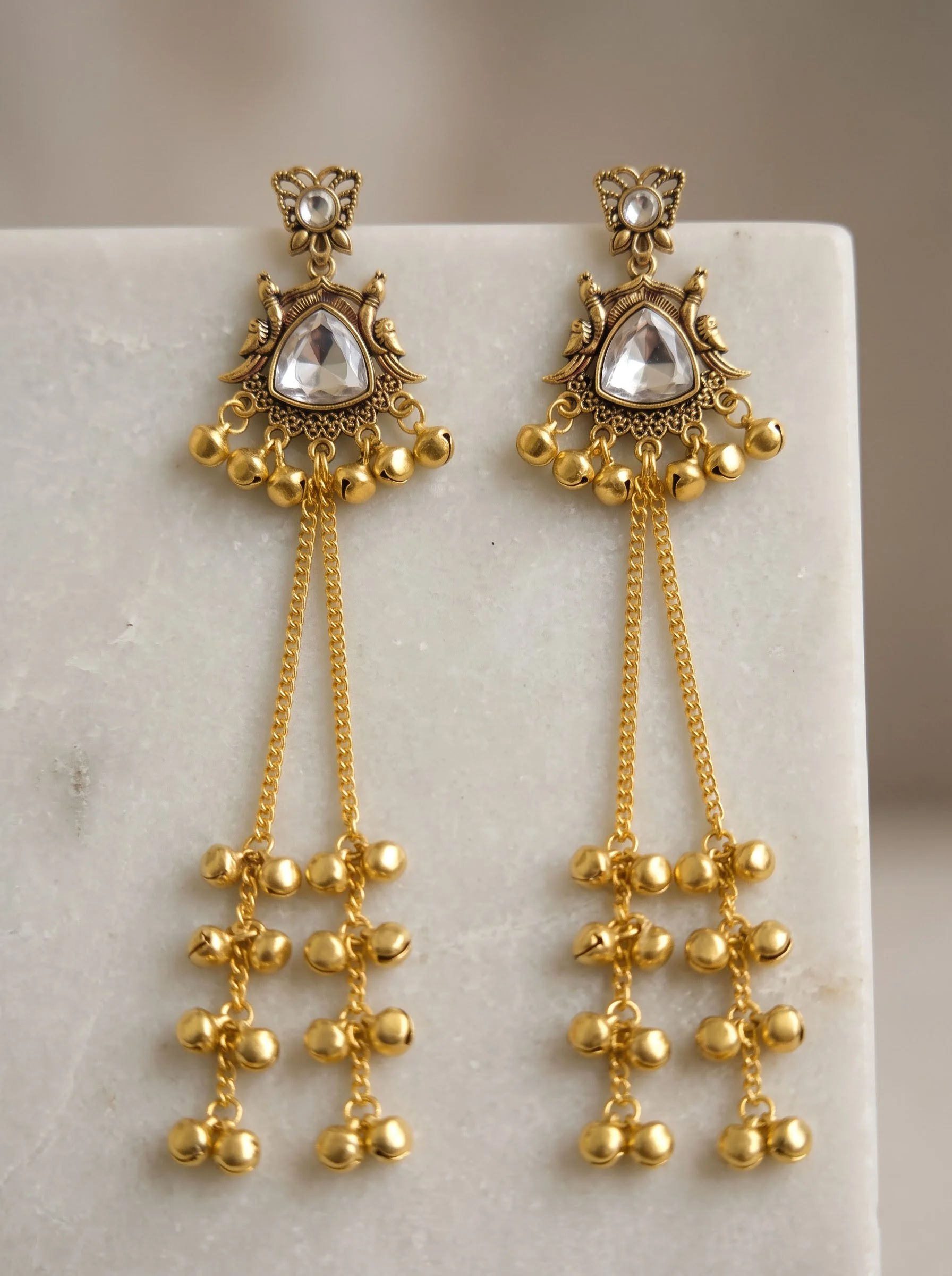 Kundan Grace Tassel Drop Earrings - Image 4