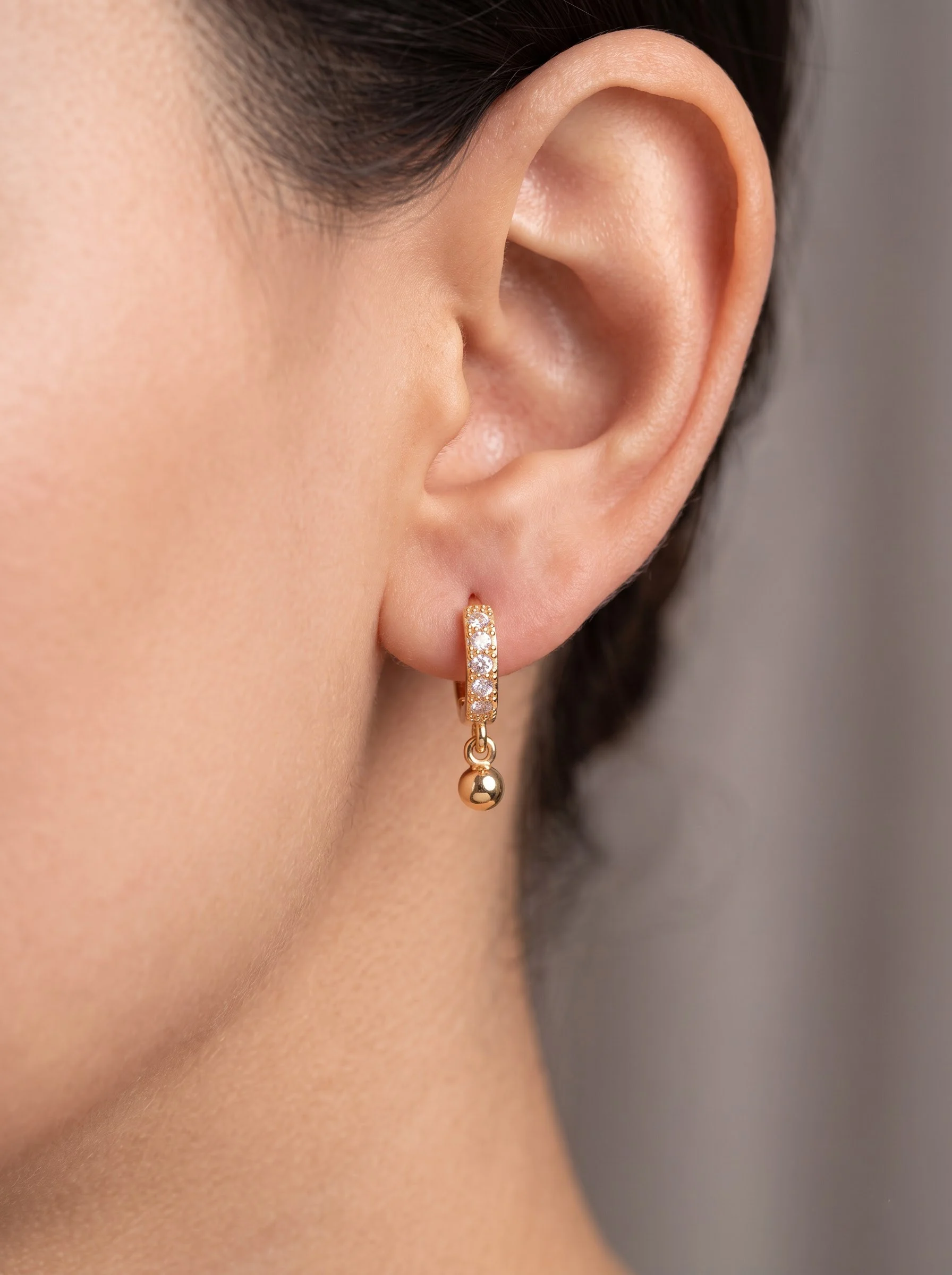 Rose Gold Ball Charm Earrings - Image 2