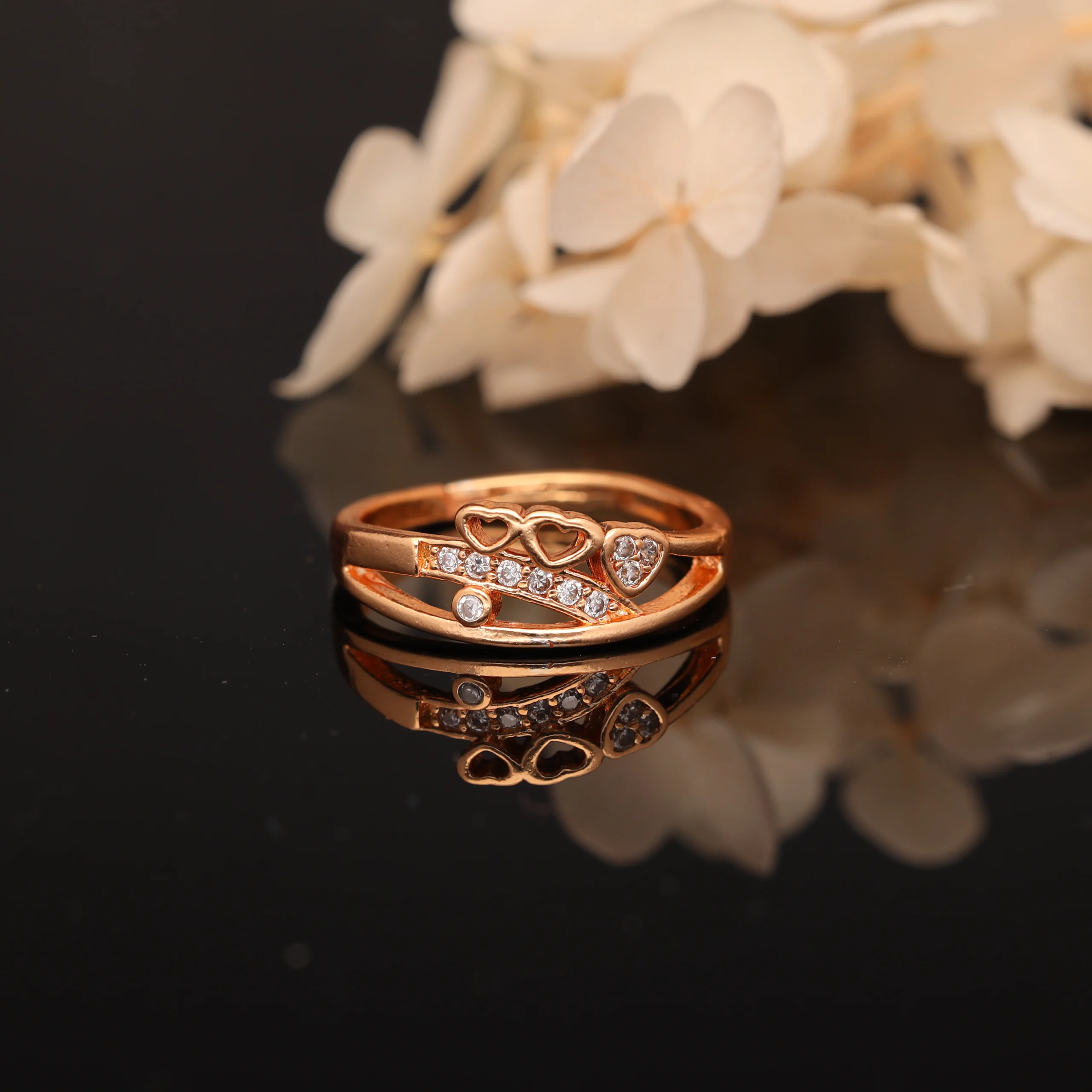 Crystal Heart Rose Gold Ring